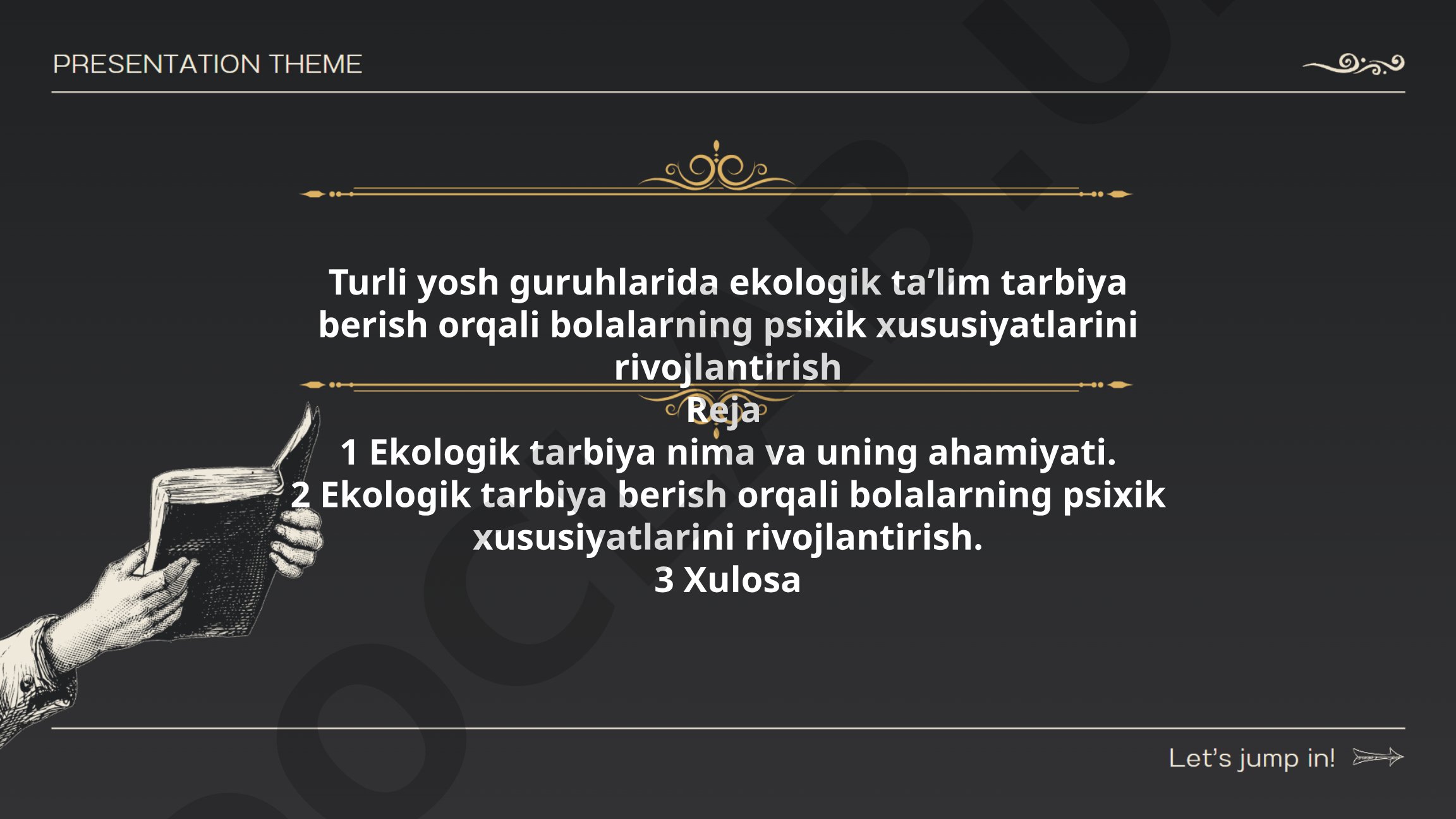 Turli yosh guruhlarida ekologik taʼlim tarbiya berish orqali bolalarning psixik xususiyatlarini rivojlantirish