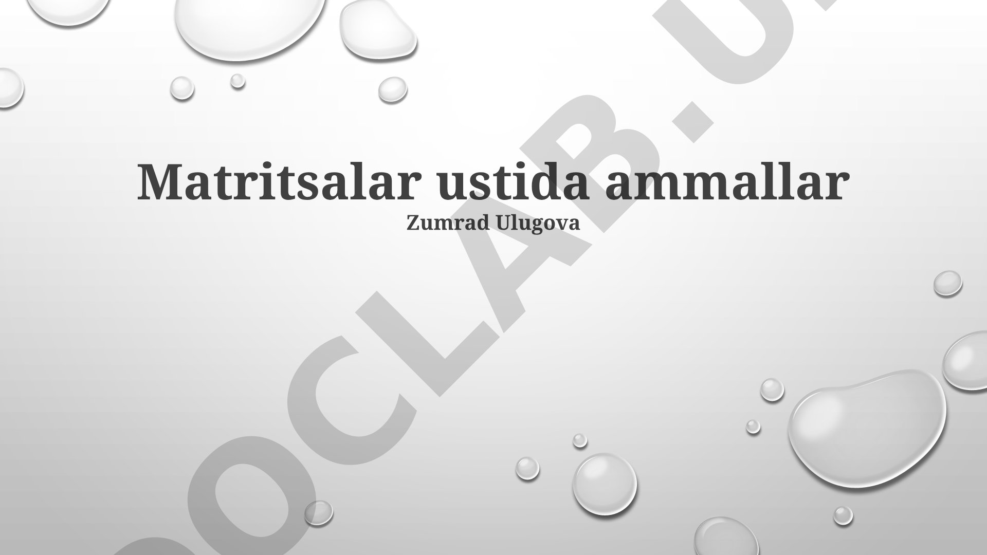 Matritsalar ustida amallar