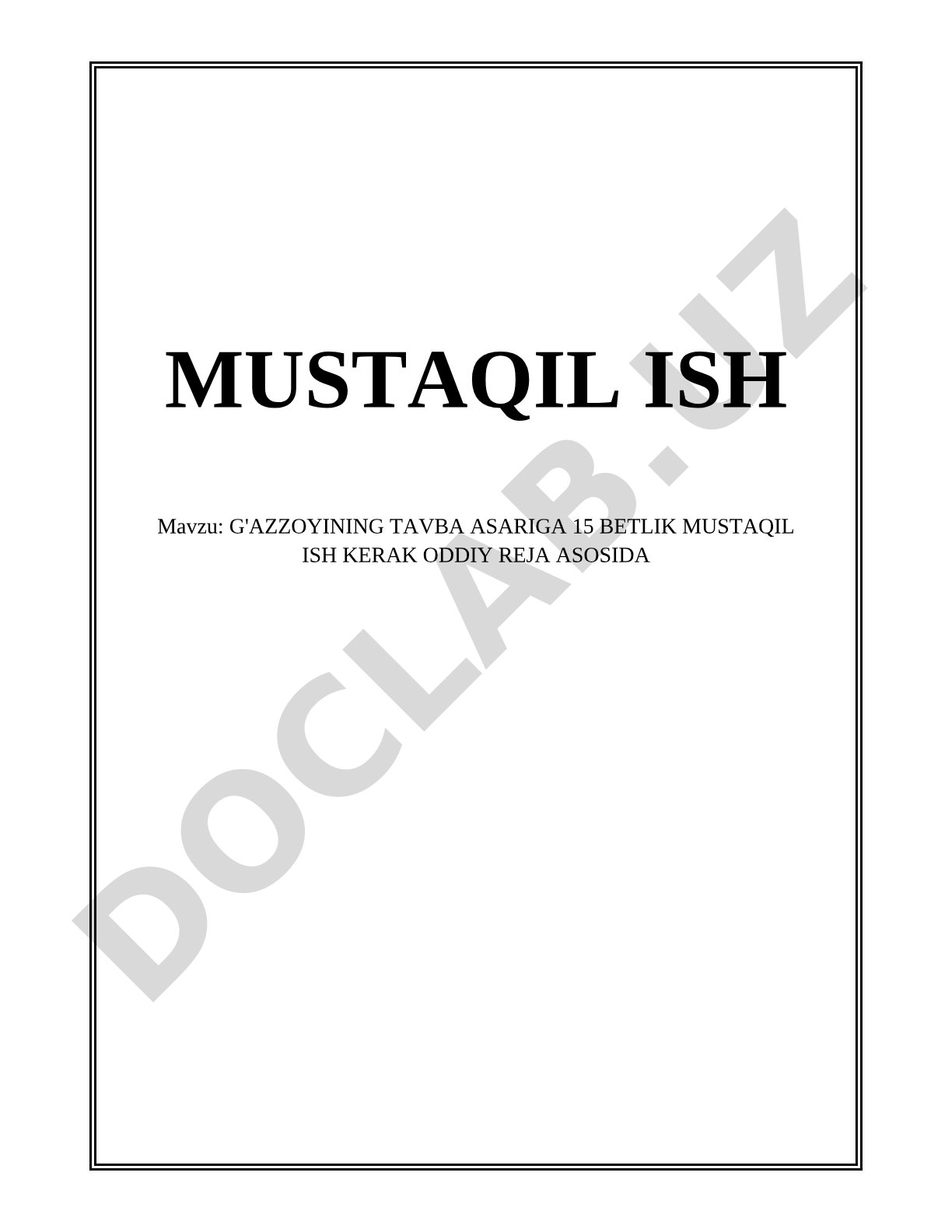 G'azzoliyning Tavba asari tahlili
