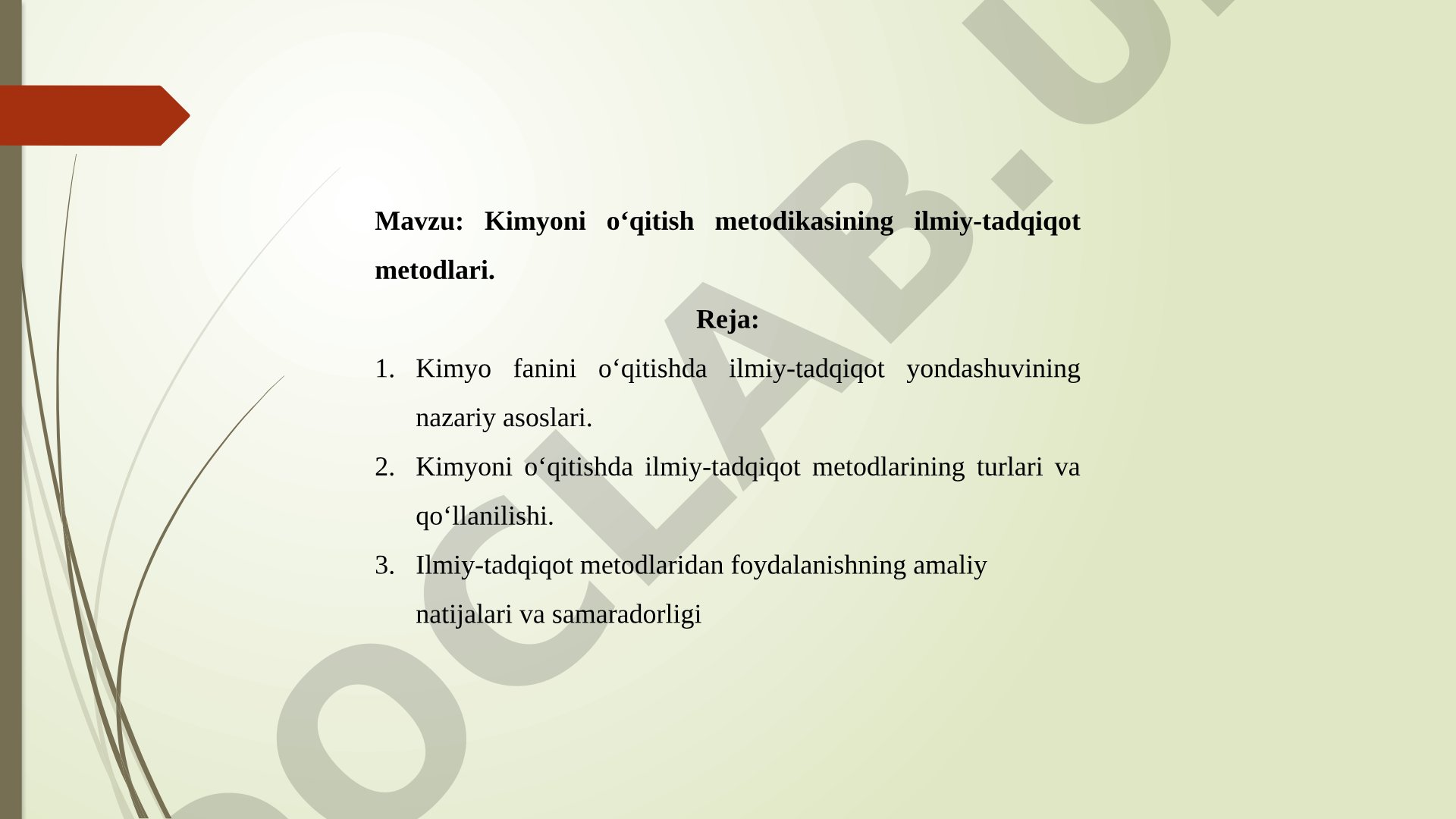 Kimyoni o‘qitish metodikasining ilmiy-tadqiqot metodlari