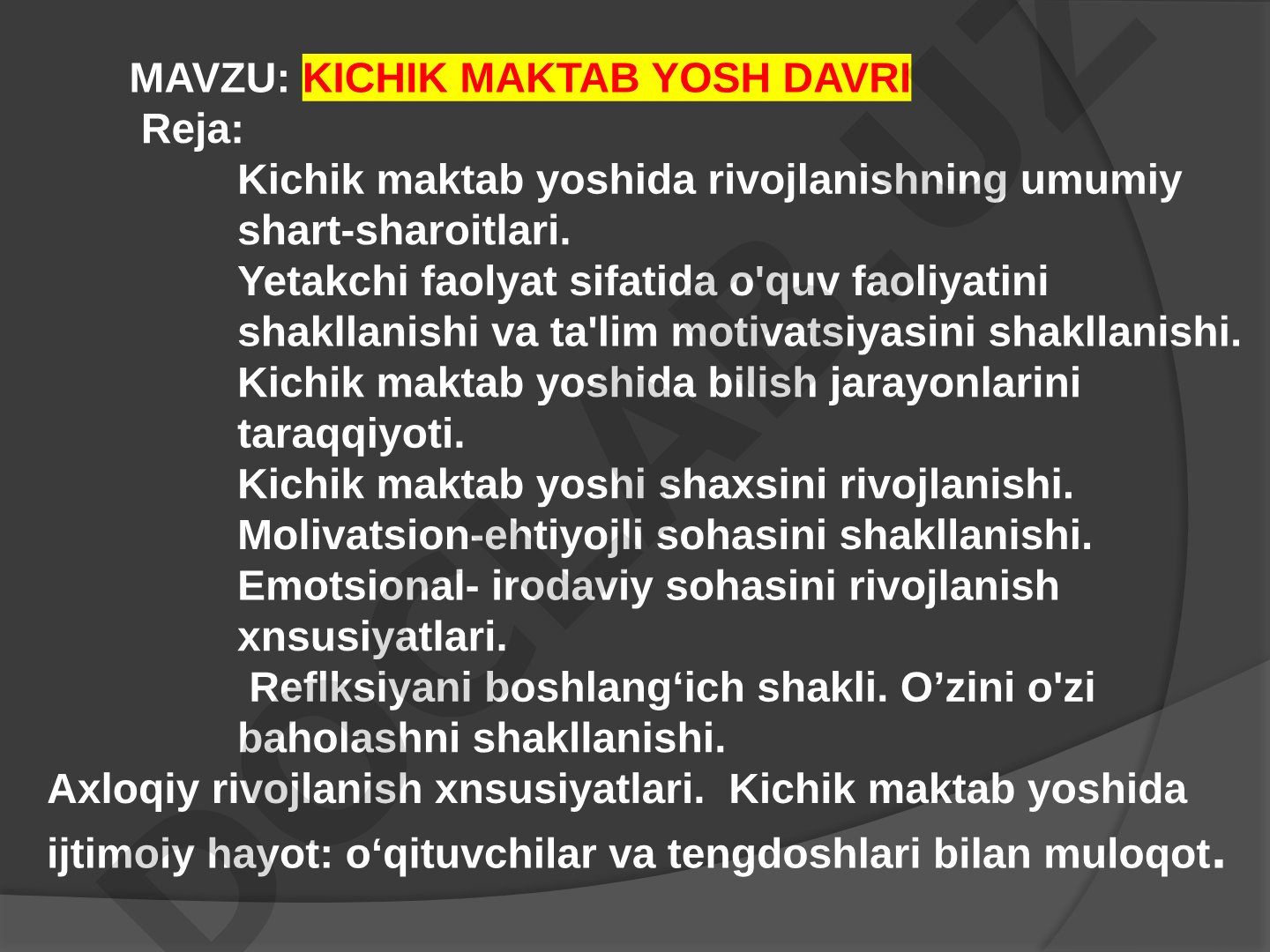 Kichik maktab yosh davri