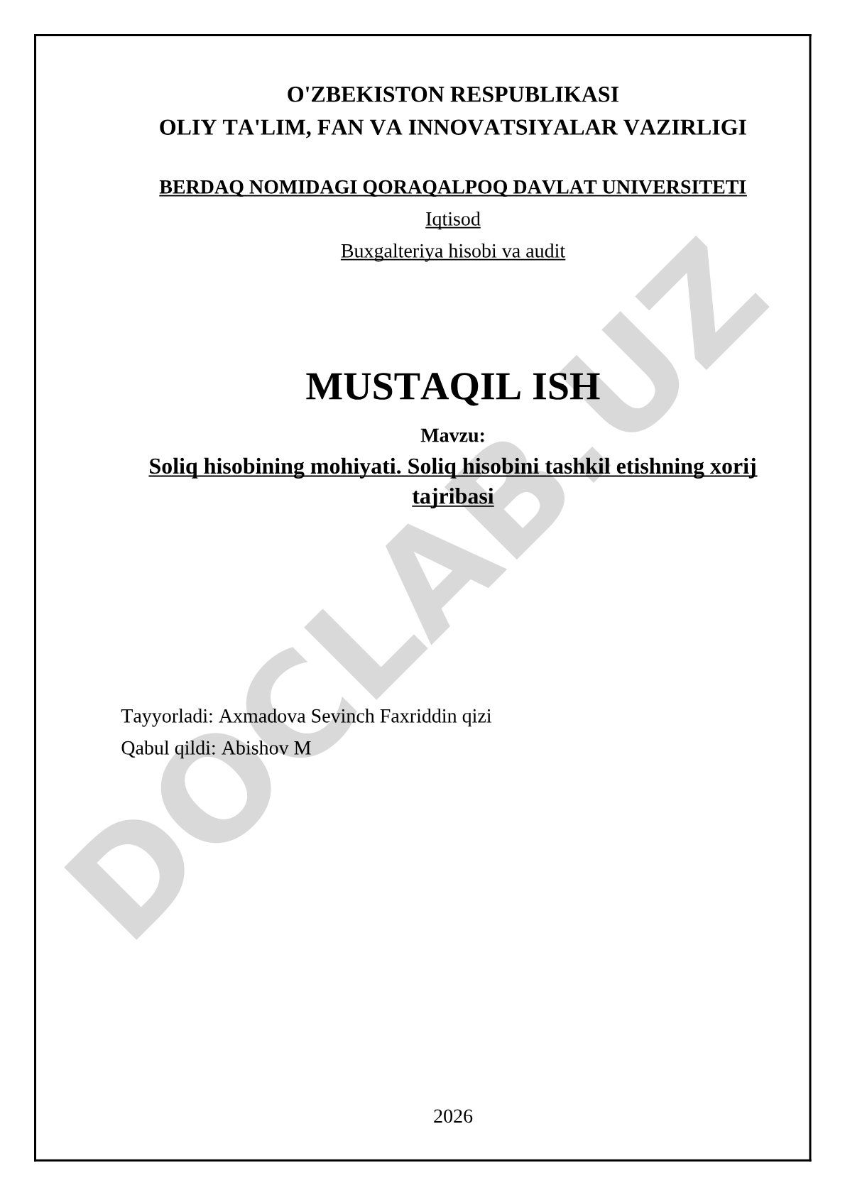 Soliq hisobining mohiyati