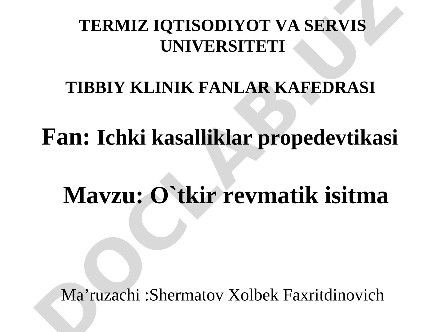 O'tkir revmatik isitma