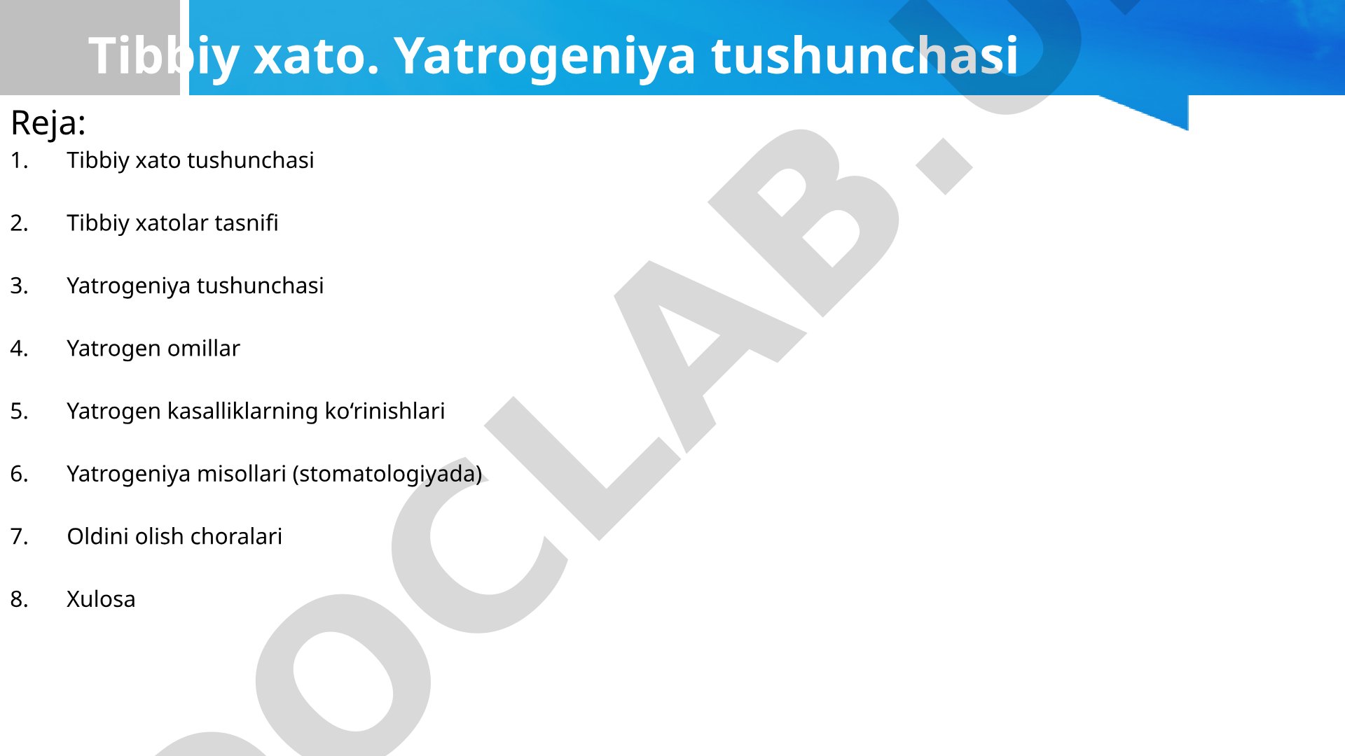 Tibbiy xato va yatrogeniya tushunchasi
