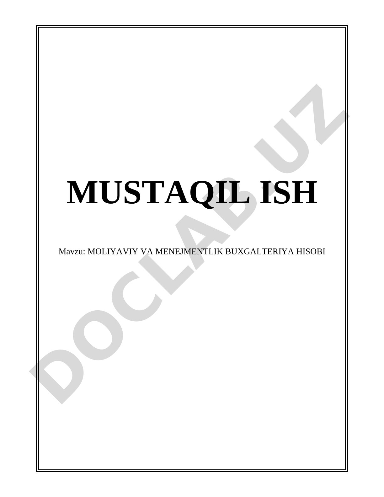 MOLIYAVIY VA MENEJMENTLIK BUXGALTERIYA HISOBI