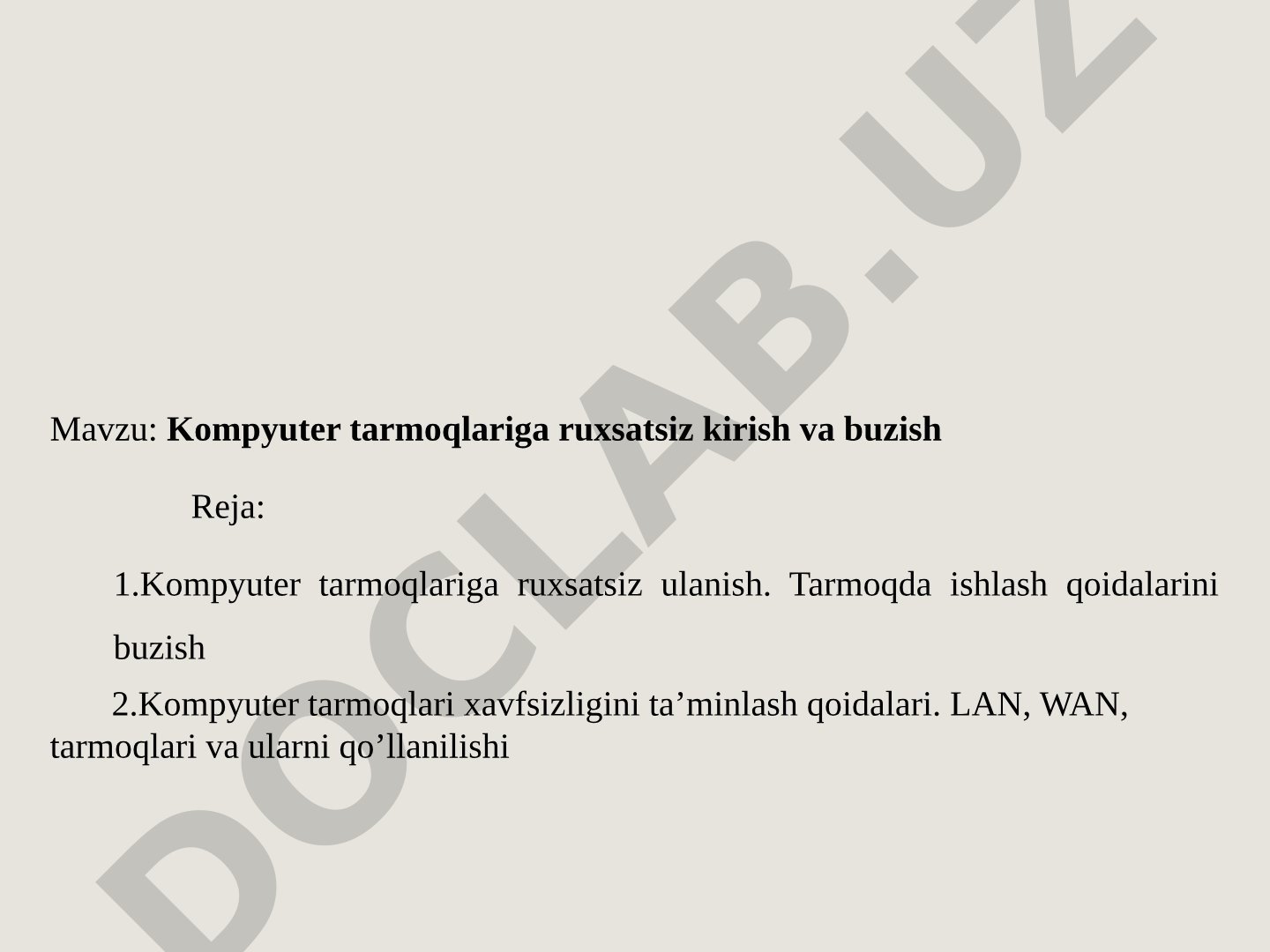 Kompyuter tarmoqlariga ruxsatsiz kirish va buzish