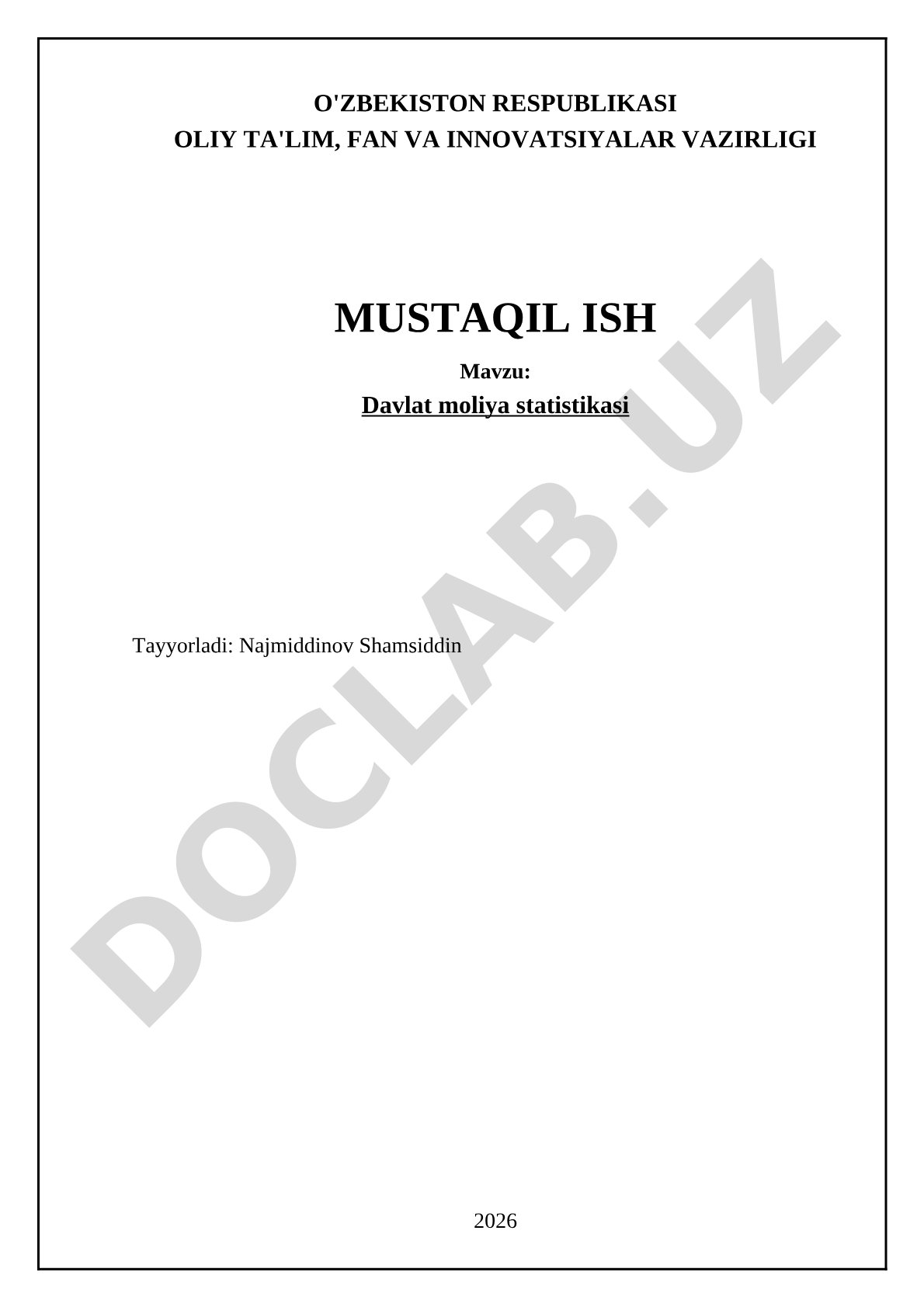 Davlat moliya statistikasi