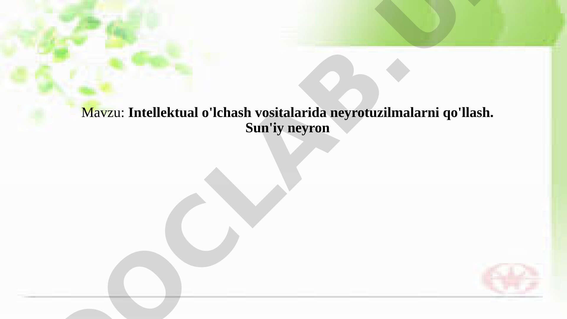 Intellektual o'lchash vositalarida neyrotuzilmalarni qo'llash