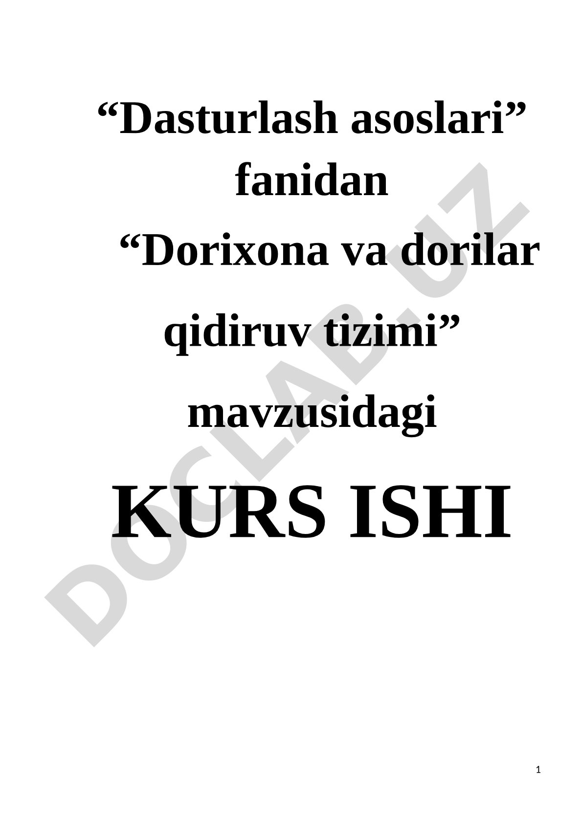 Dorixona va dorilar qidiruv tizimi