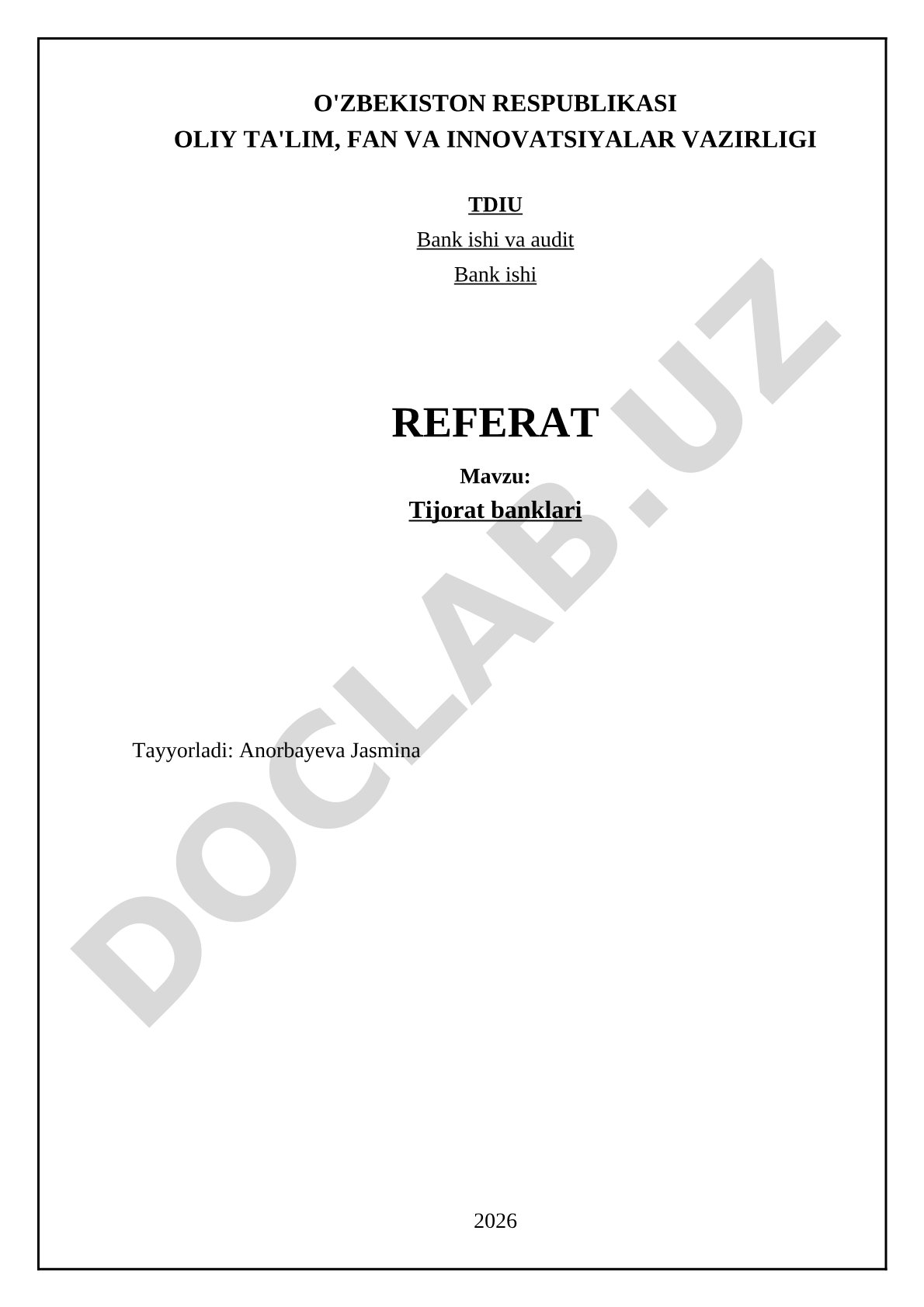 Tijorat banklari