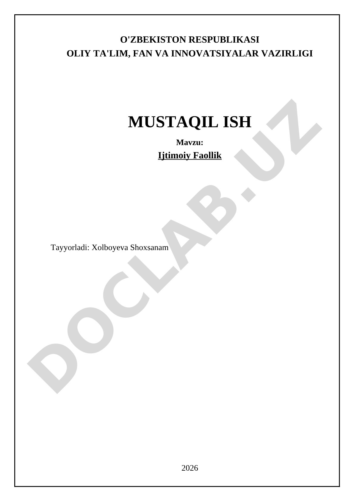 Ijtimoiy Faollik