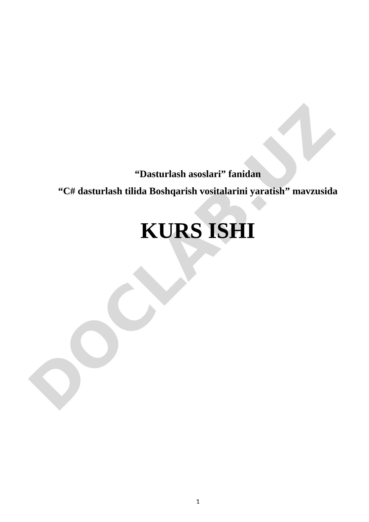 C# dasturlash tilida Boshqarish vositalarini yaratish