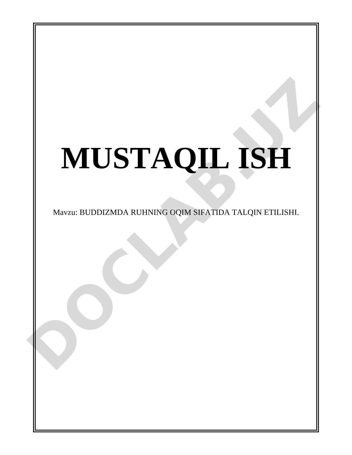 BUDDIZMDA RUHNING OQIM SIFATIDA TALQIN ETILISHI