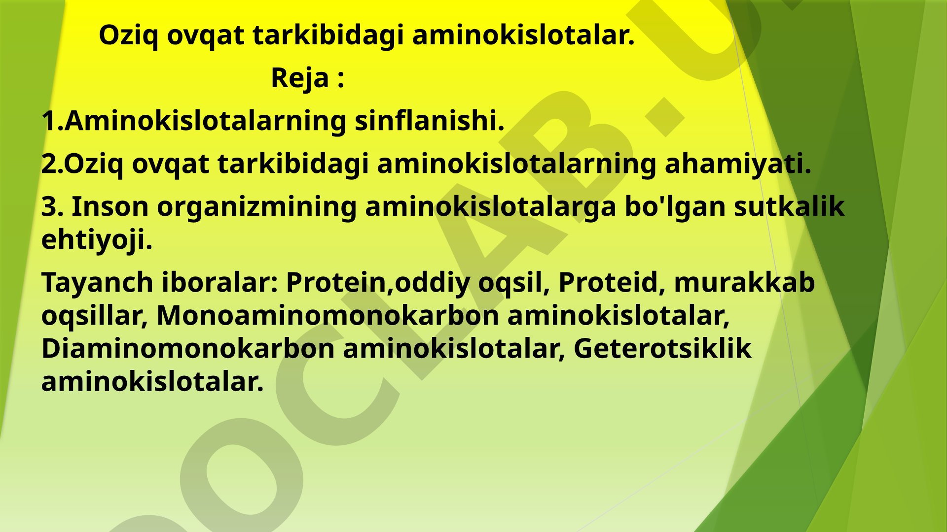 Oziq ovqat tarkibidagi aminokislotalar
