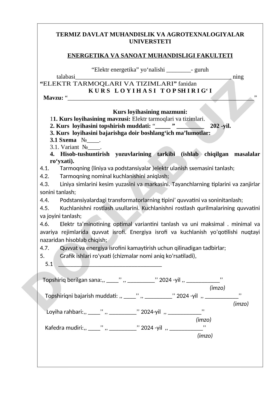 Elektr tarmoqlari va tizimlari