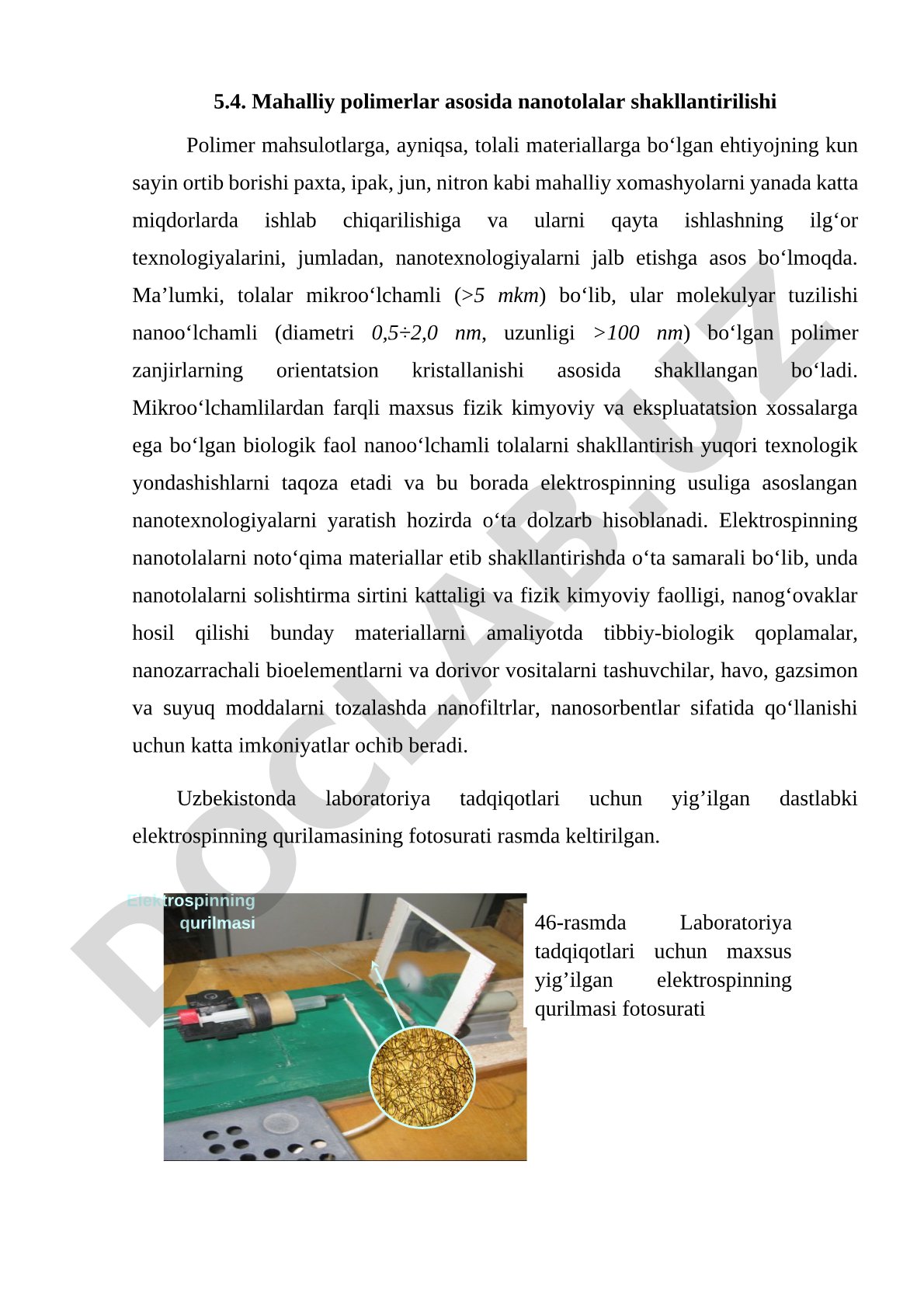 Mahalliy polimerlar asosida nanotolalar shakllantirilishi