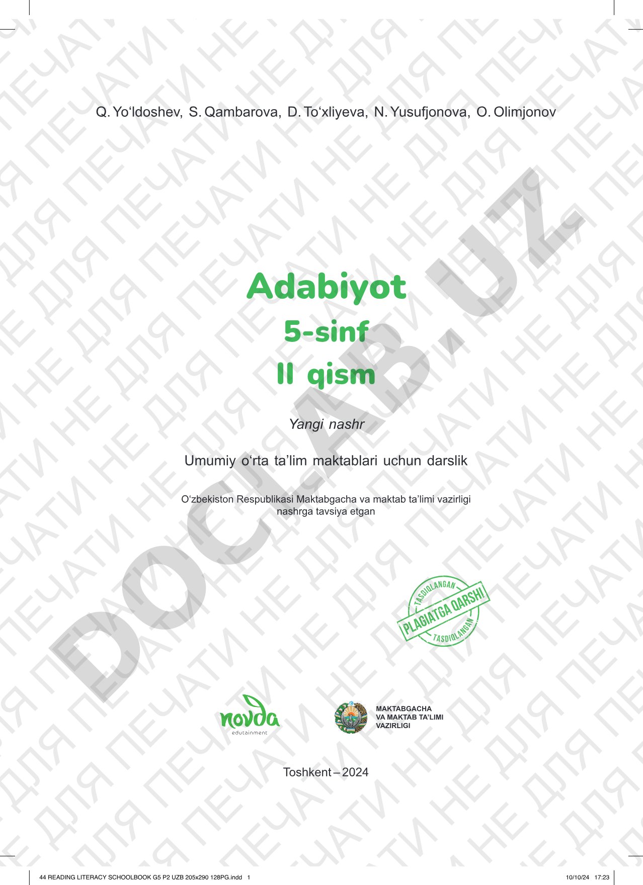 Adabiyot 5-sinf (2-qism) darslik