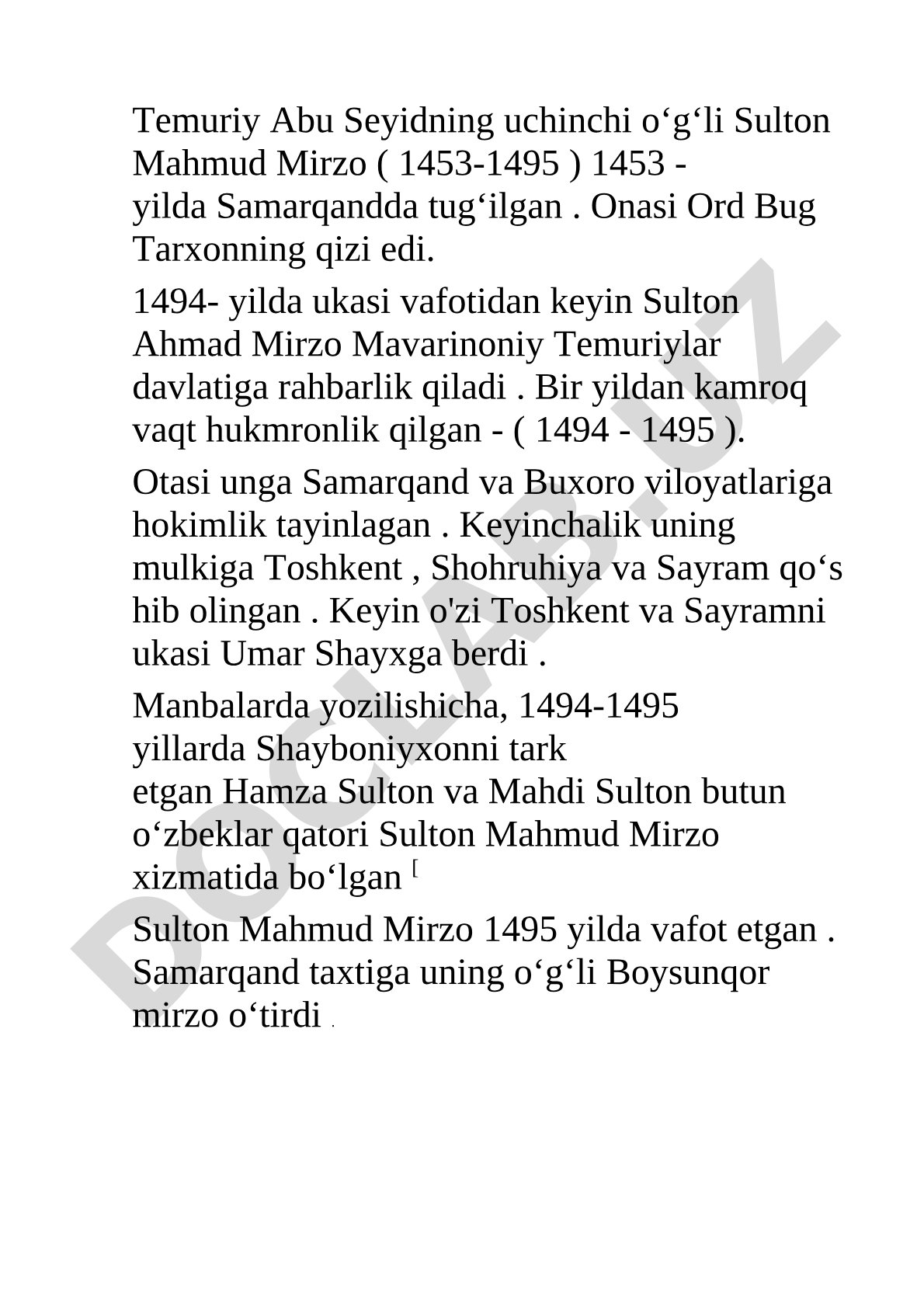 Sulton Mahmud Mirzo hayoti va faoliyati