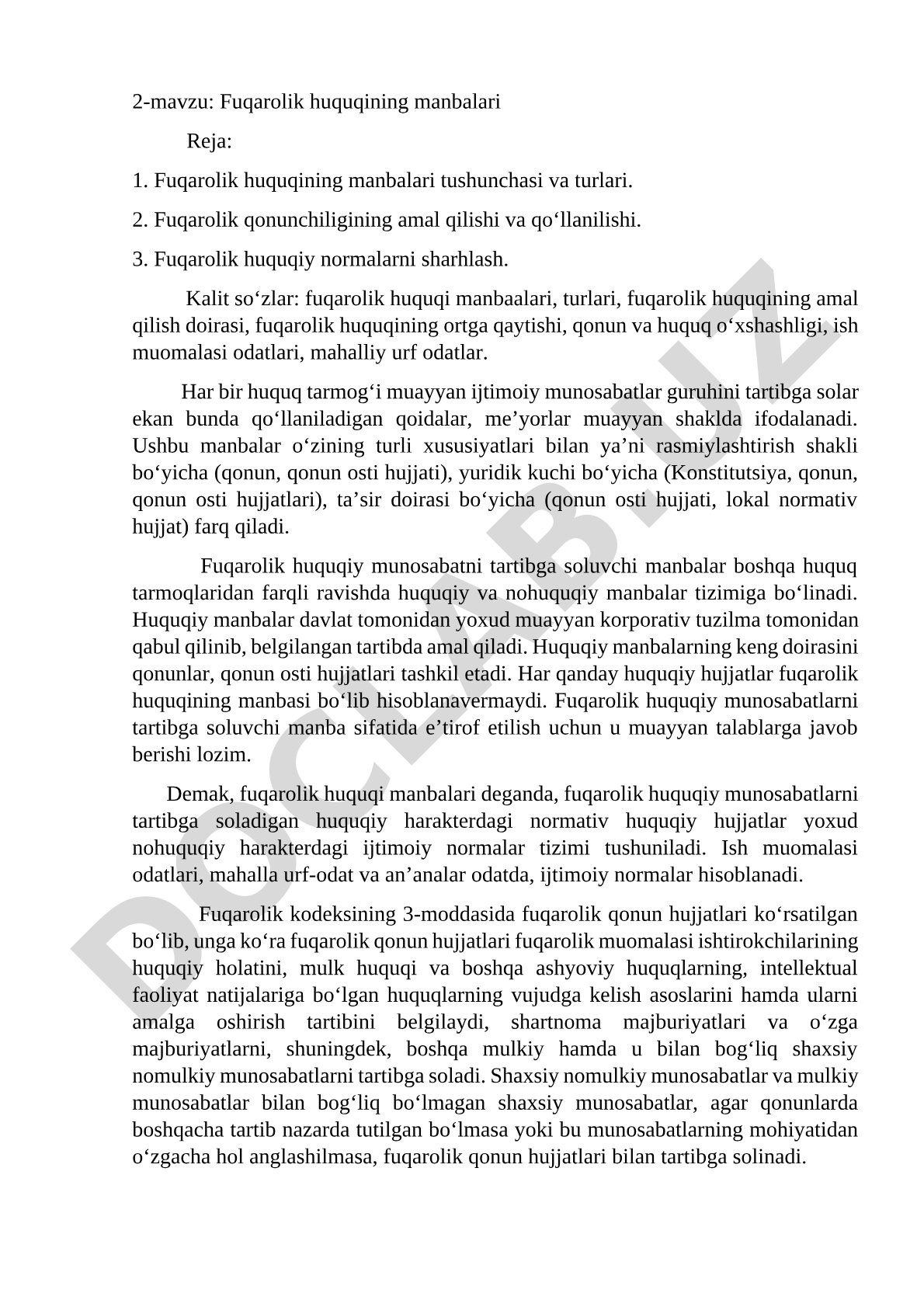 Fuqarolik huquqining manbalari