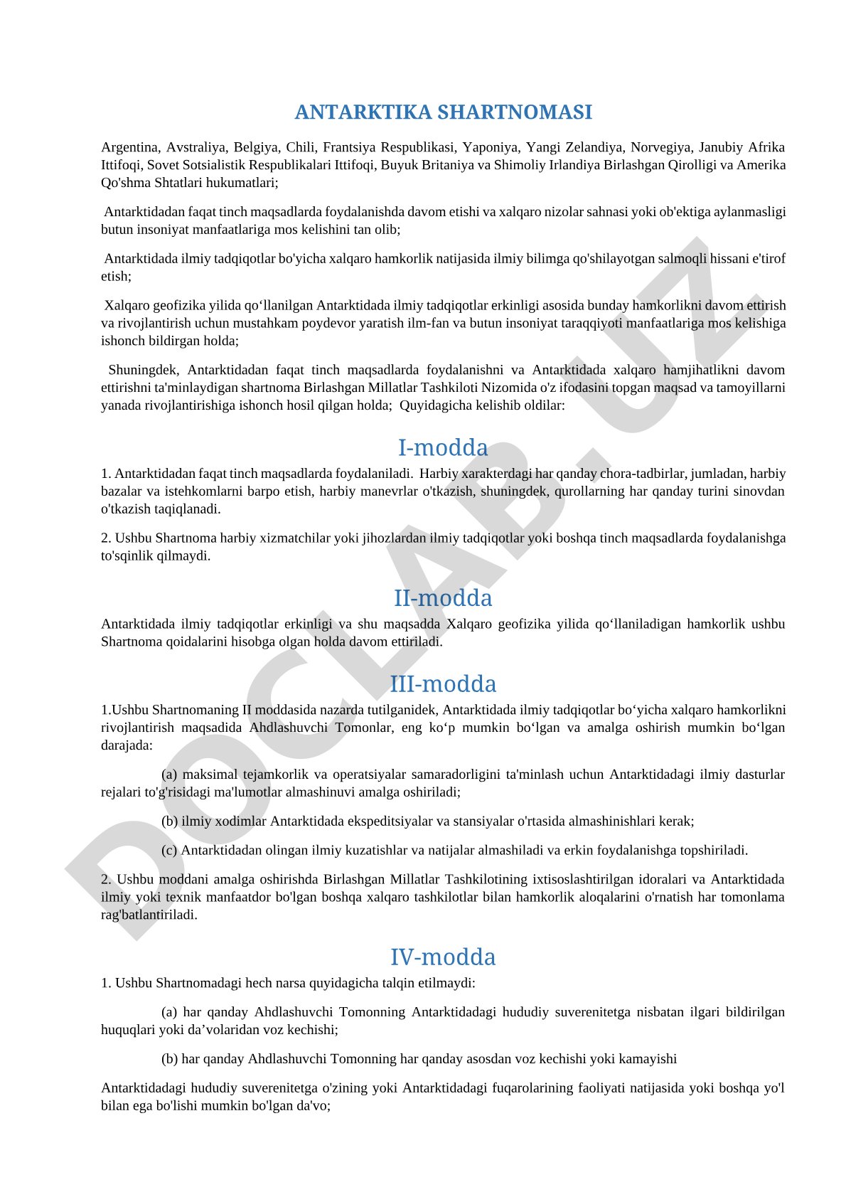 Antarktika shartnomasi