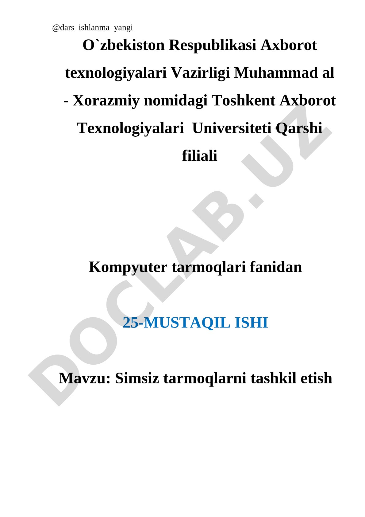 Simsiz tarmoqlarni tashkil etish