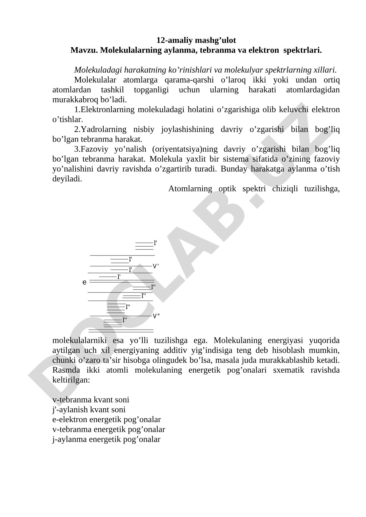 Molekulalarning aylanma, tebranma va elektron spektrlari