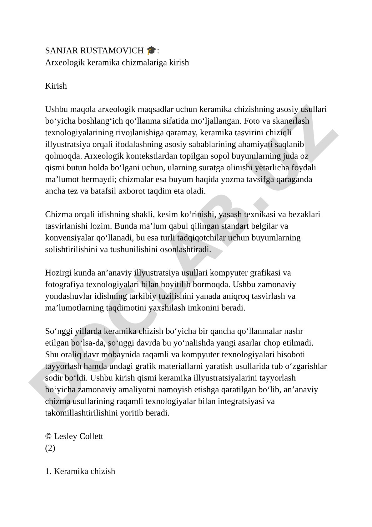 Arxeologik keramika chizmalariga kirish