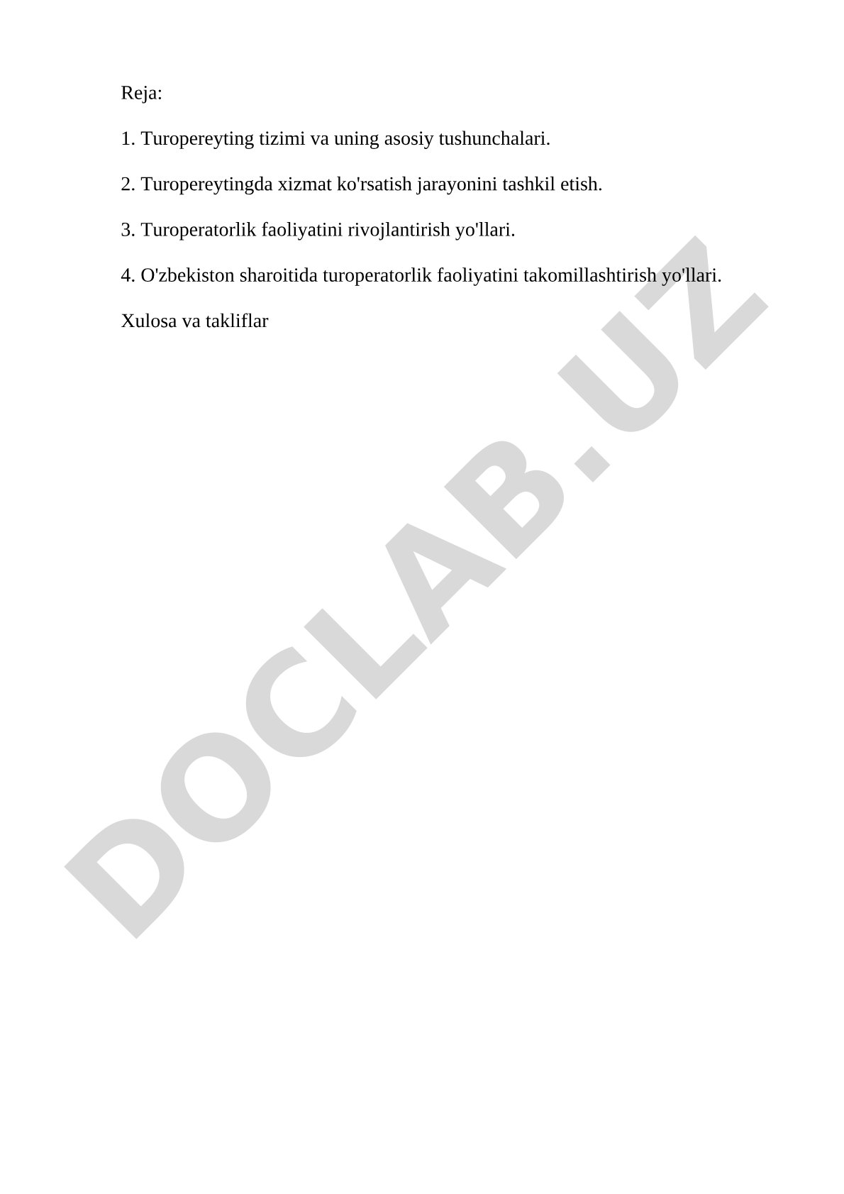 Turoperatorlik faoliyati va uni rivojlantirish yo'llari