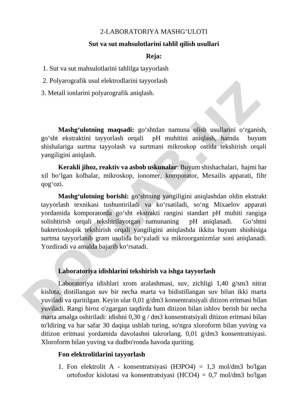 Sut va sut mahsulotlarini tahlil qilish usullari