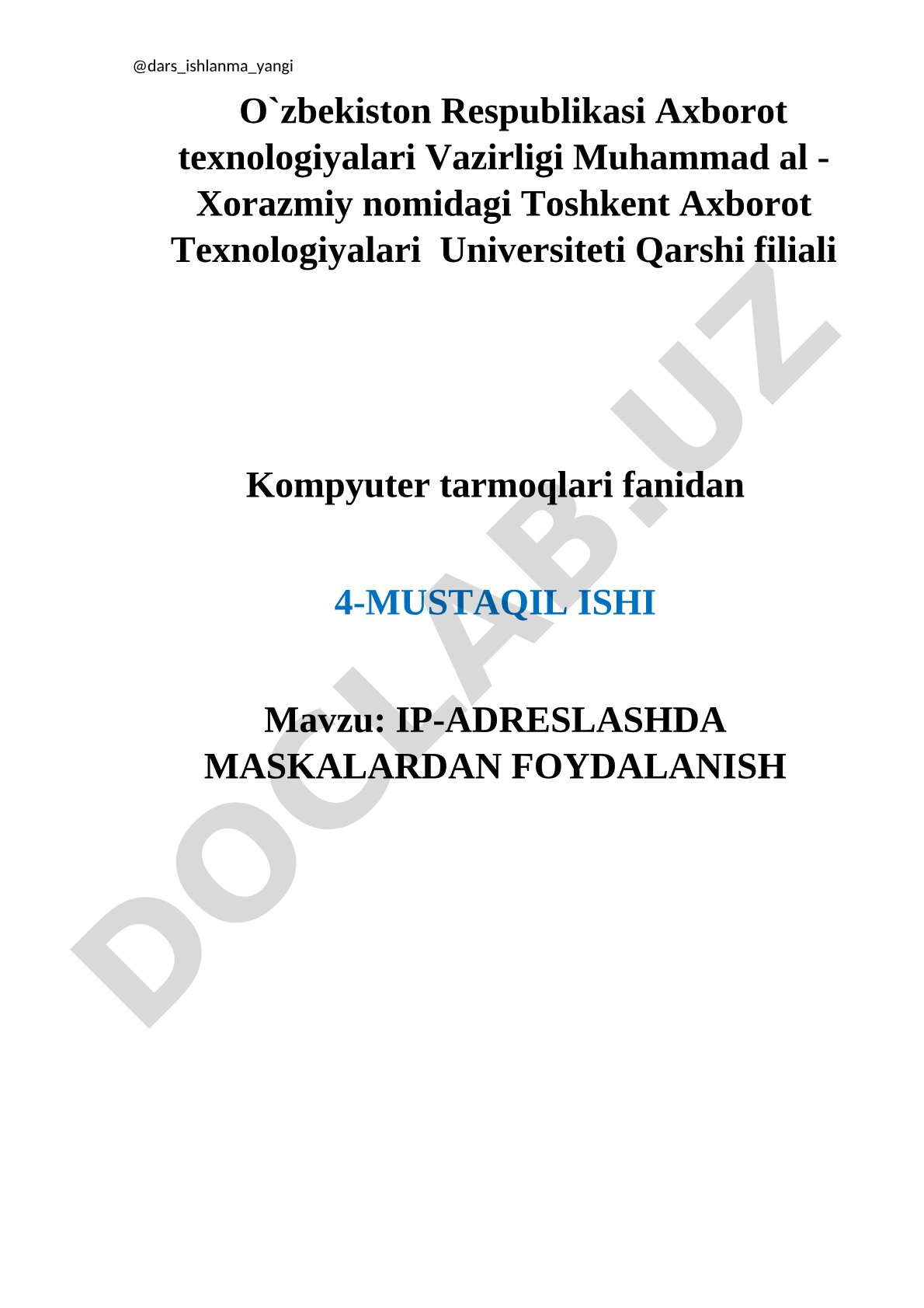IP-adreslashda maskalardan foydalanish