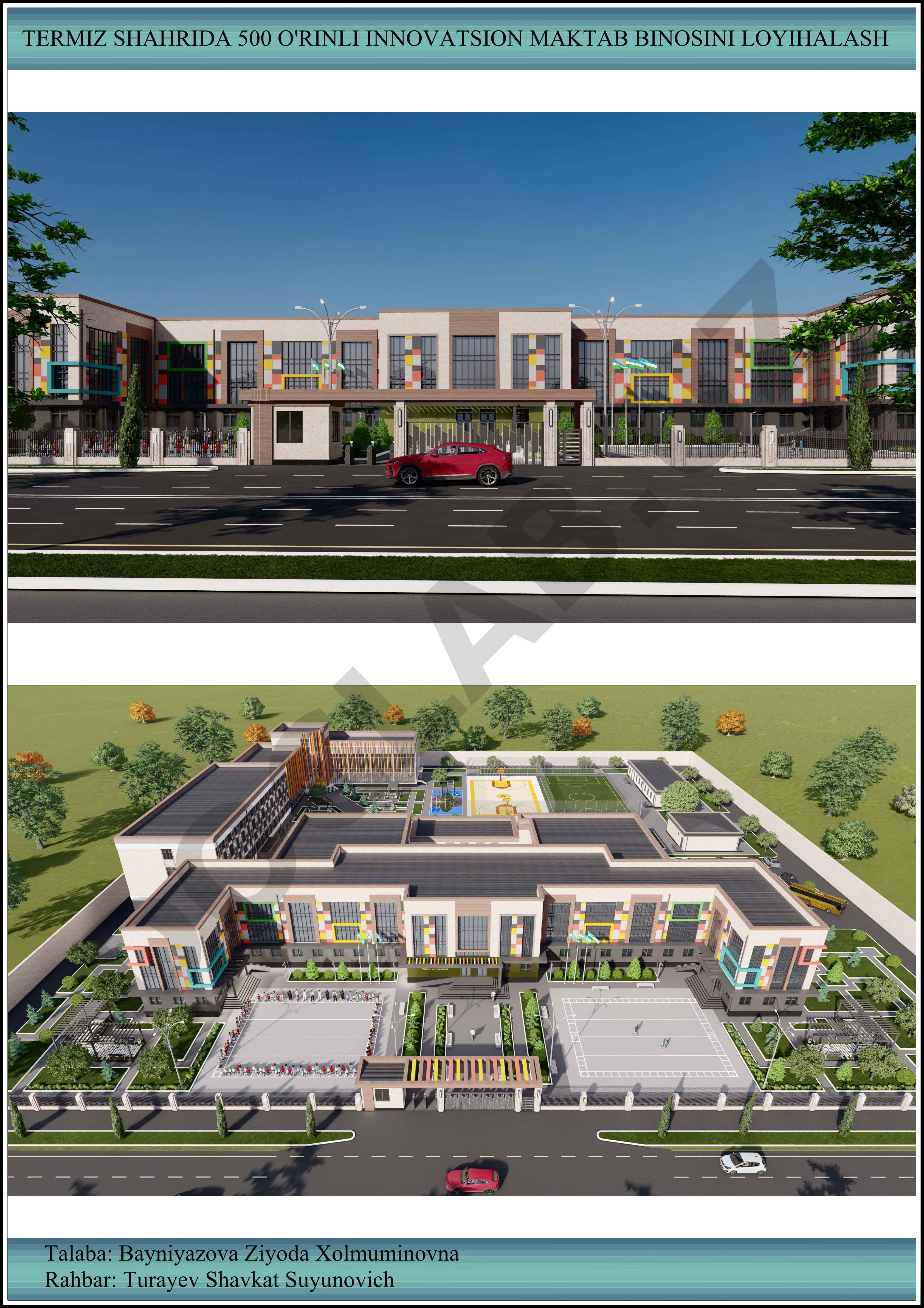 Termiz shahrida 500 o'rinli innovatsion maktab binosini loyihalash
