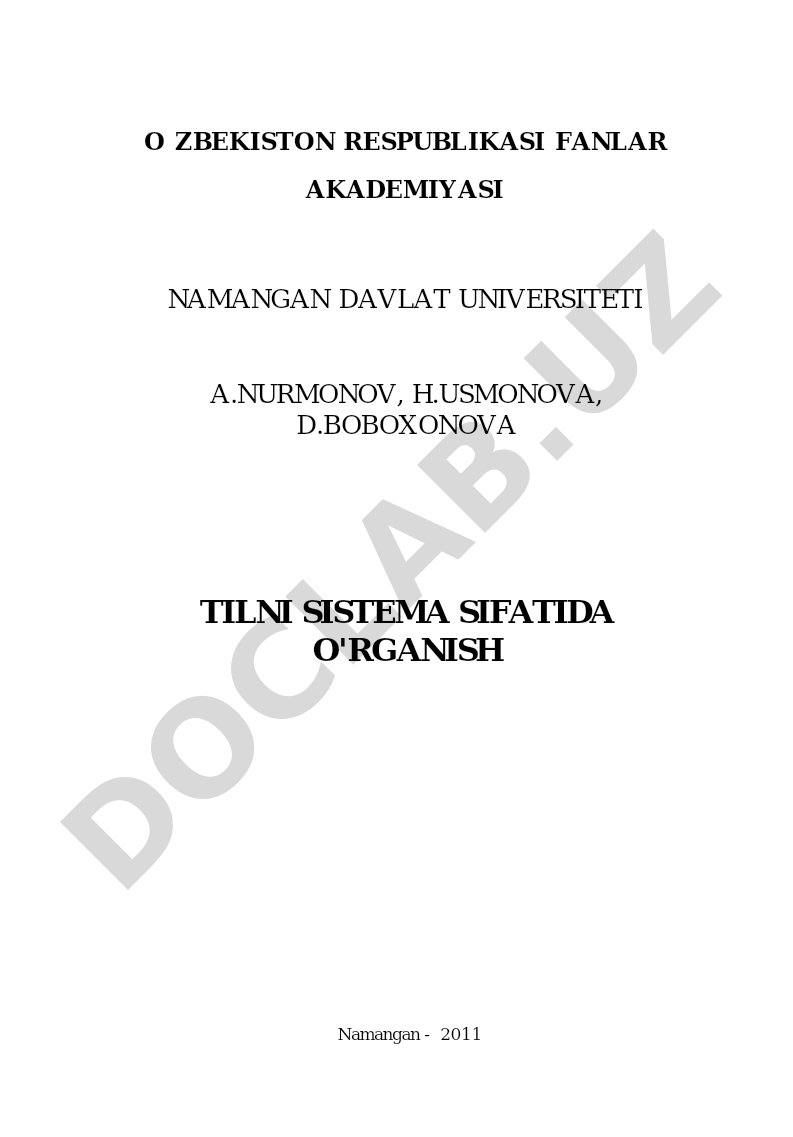 Tilni sistema sifatida o'rganish