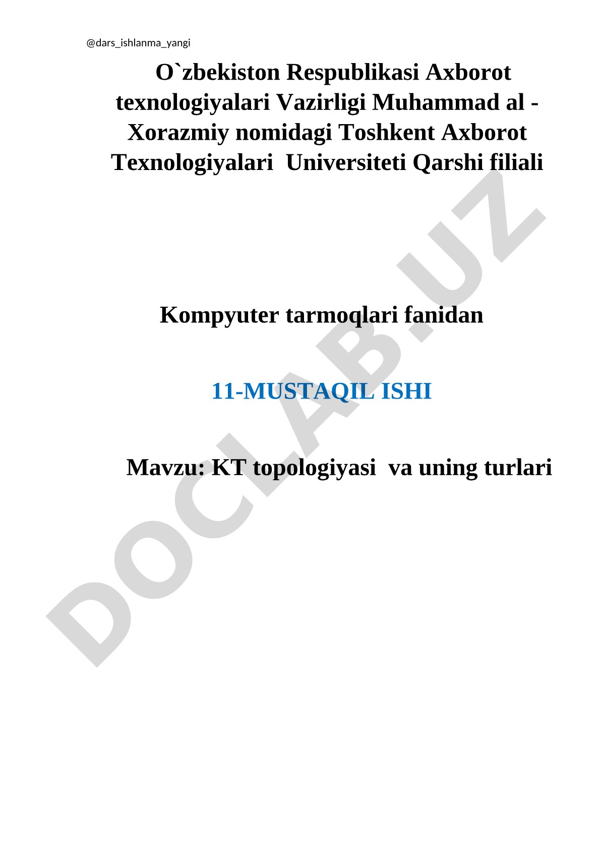 KT topologiyasi va uning turlari