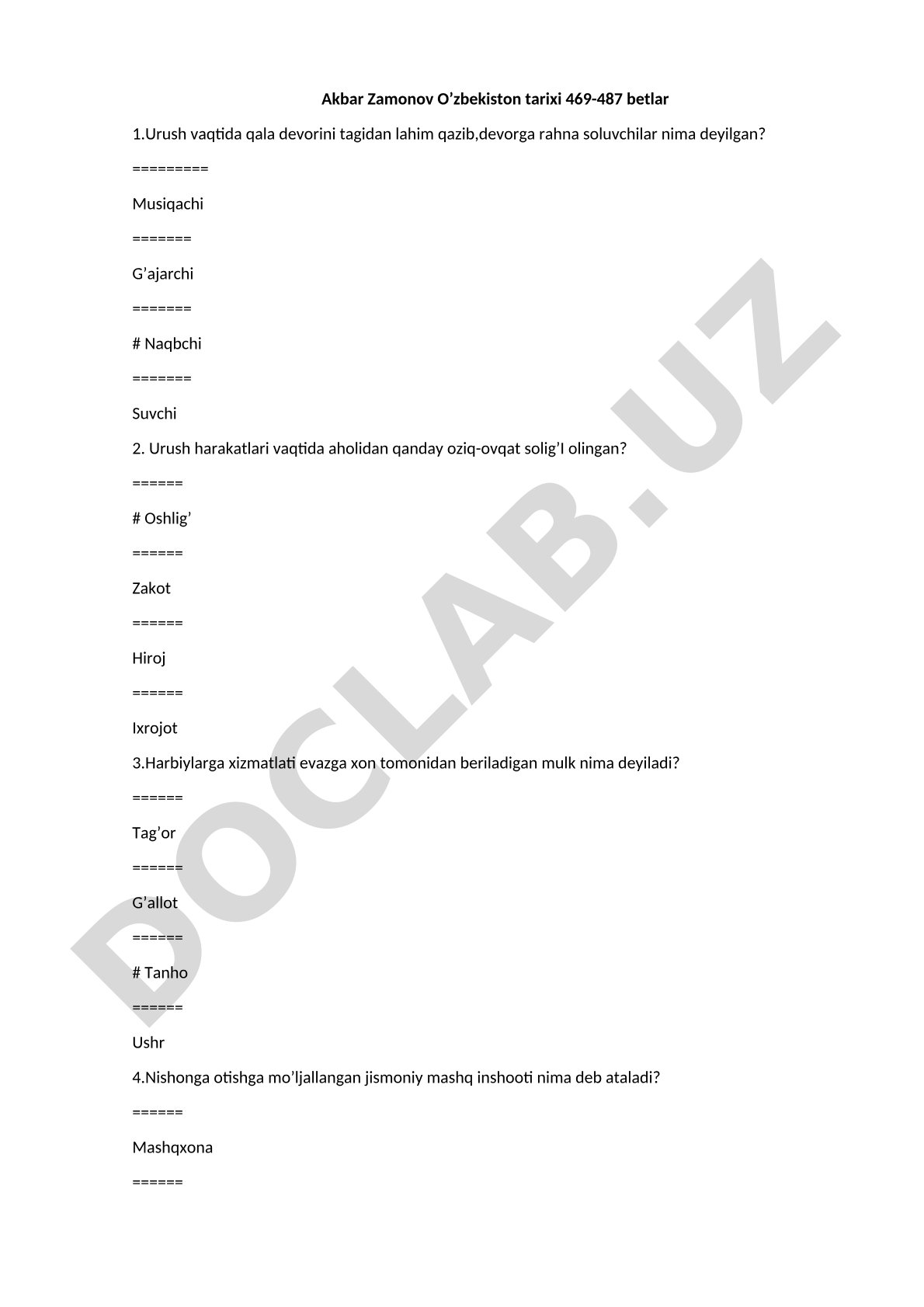 O'zbekiston tarixi 469-487 betlar savollari