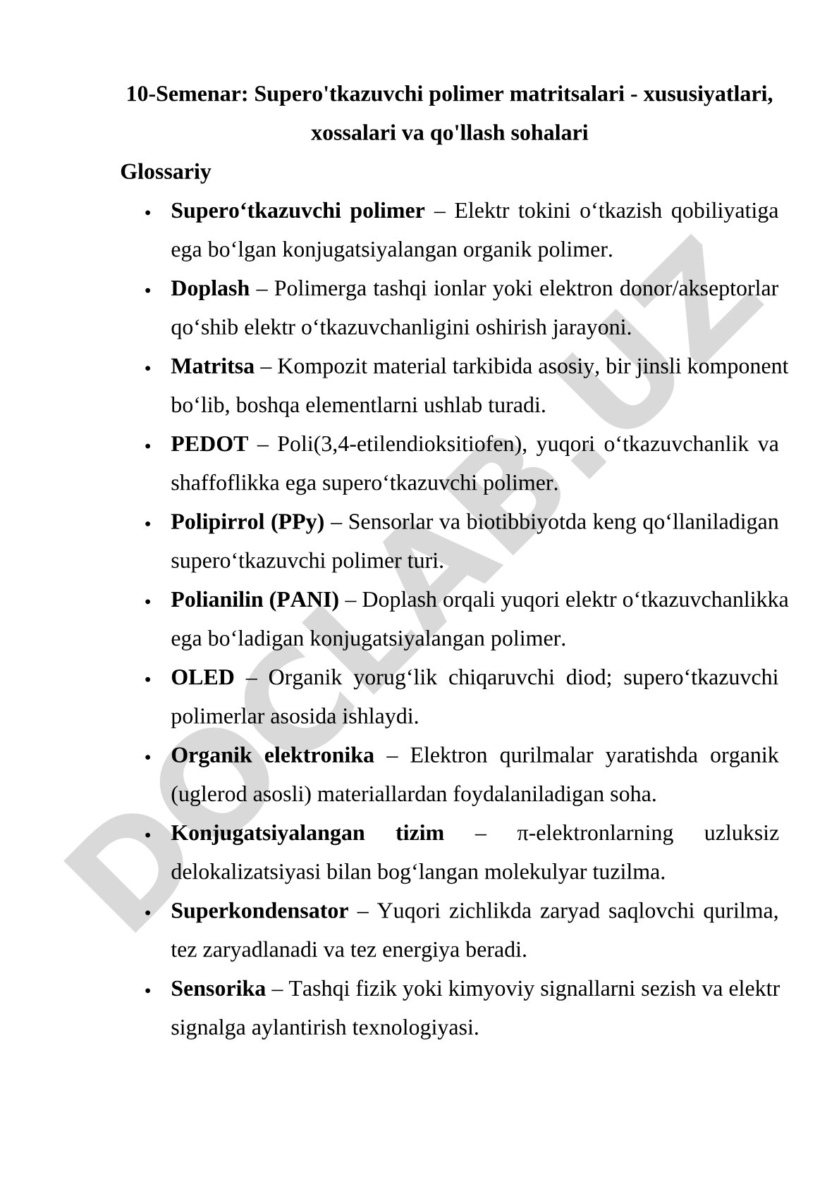 Supero'tkazuvchi polimer matritsalari - xususiyatlari, xossalari va qo'llash sohalari