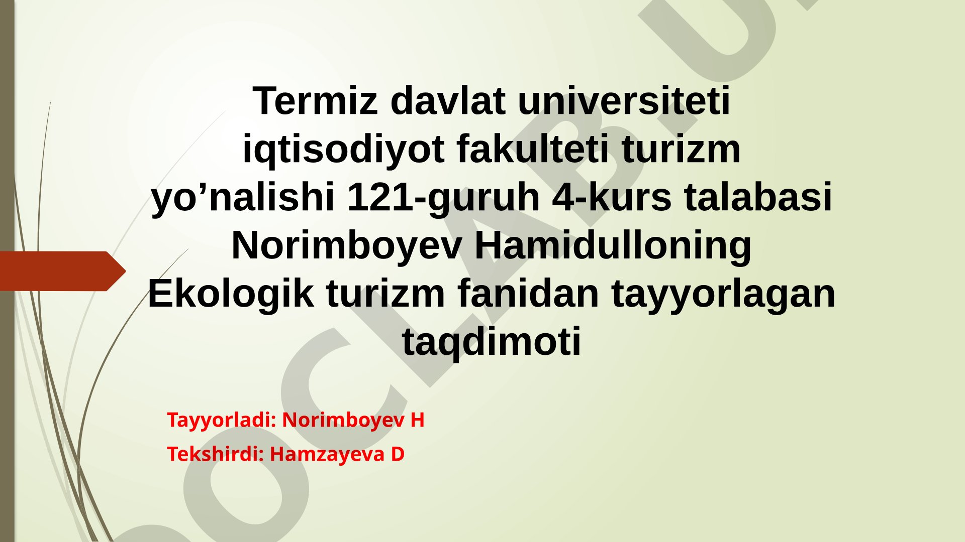 O'zbekistonning ekoturistik rayonlashtirish masalalari