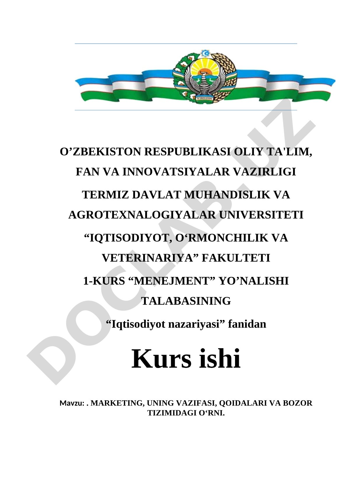 Marketing, uning vazifasi, qoidalari va bozor tizimidagi o'rni