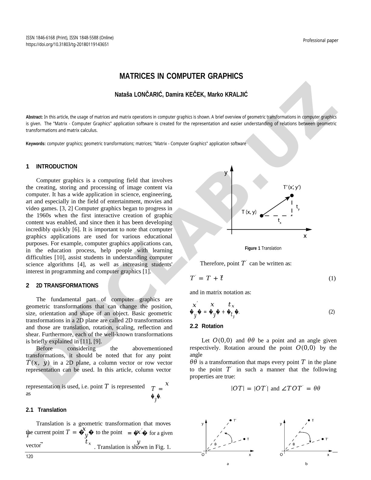 Matrices in Computer Graphics