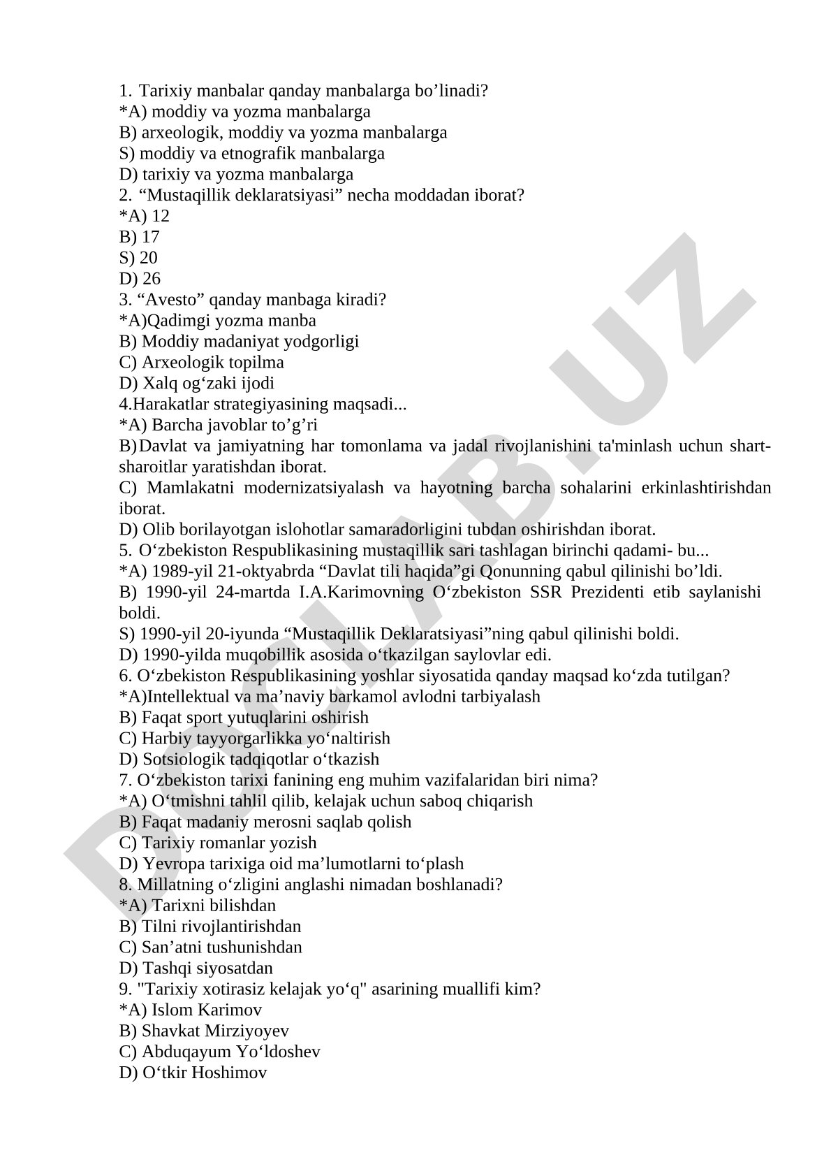 Tarixiy manbalar va mustaqillik deklaratsiyasi