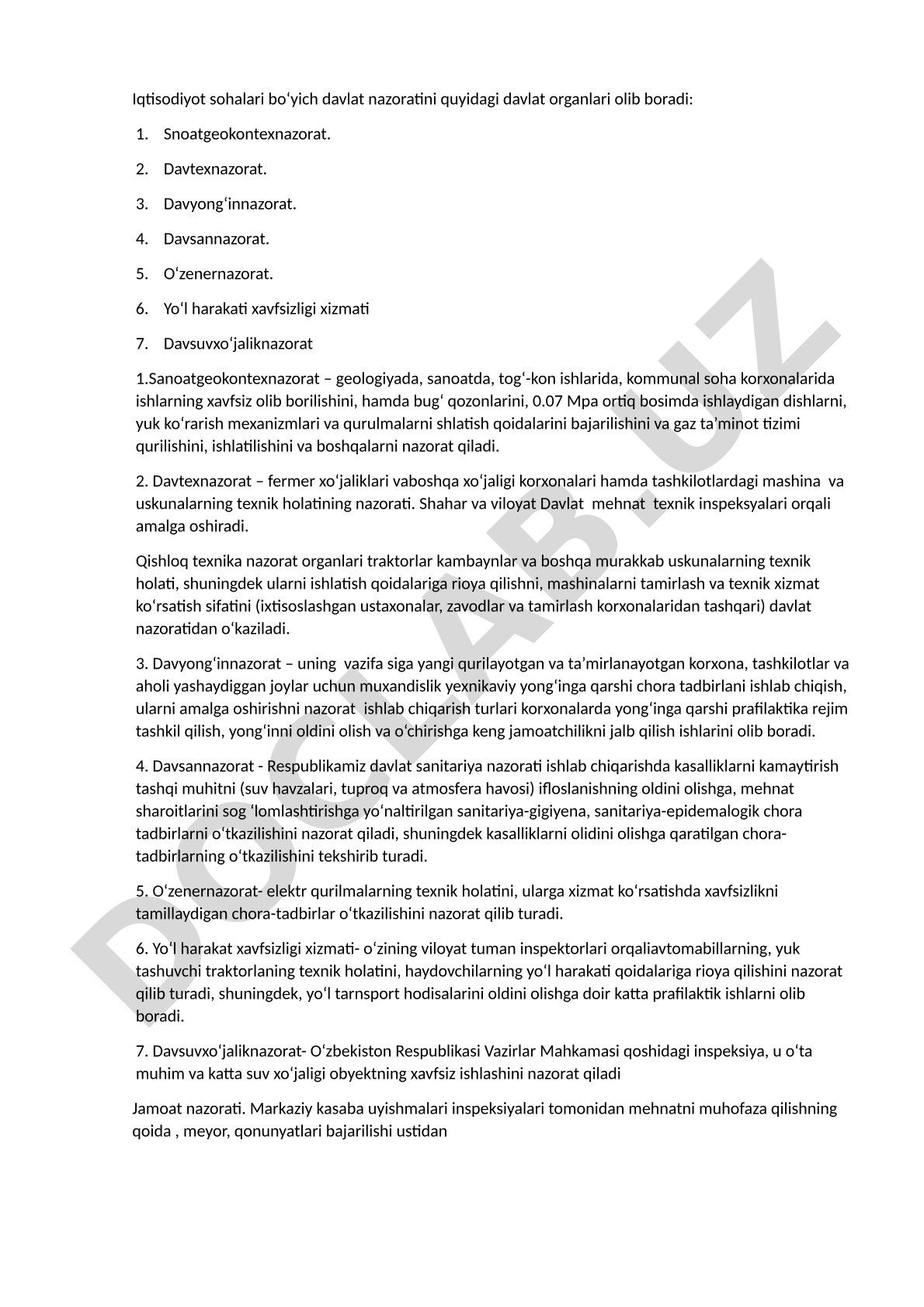 Iqtisodiyot sohalari bo'yicha davlat nazorati organlari