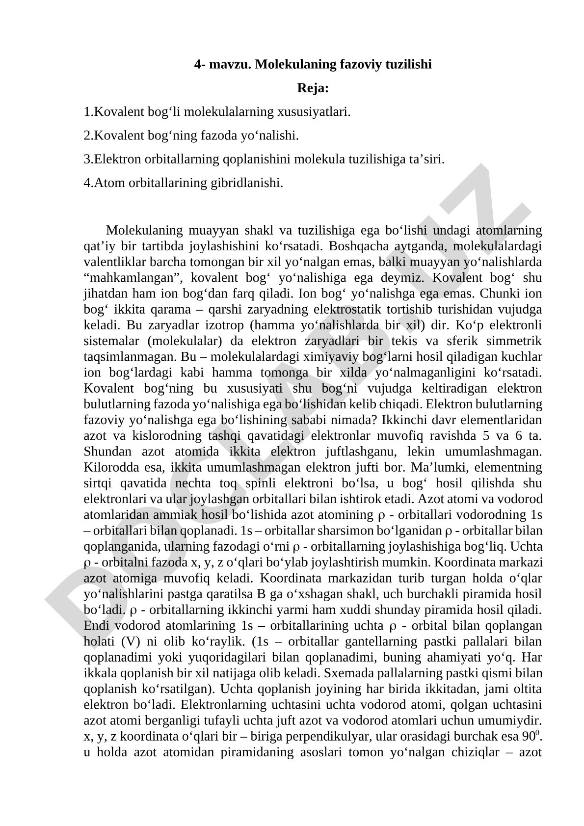 Molekulaning fazoviy tuzilishi