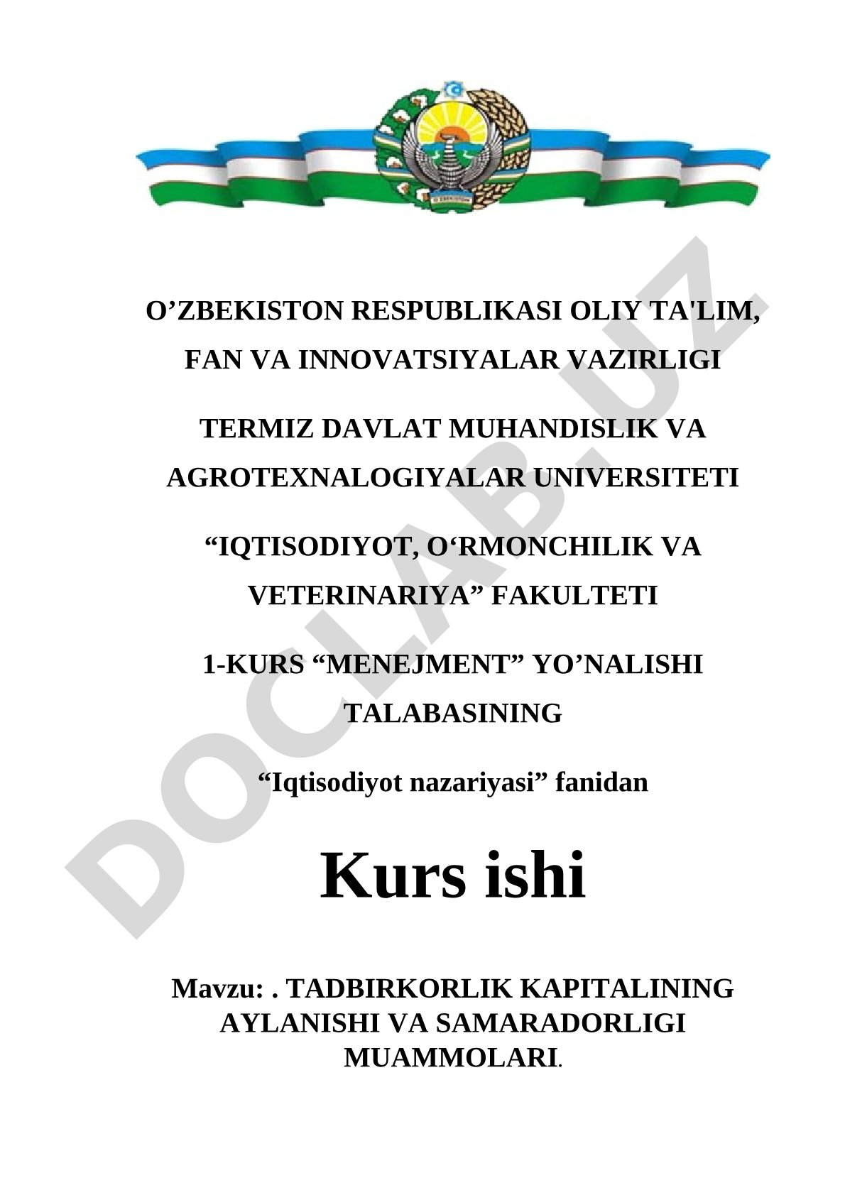 Tadbirkorlik kapitalining aylanishi va samaradorligi muammolari