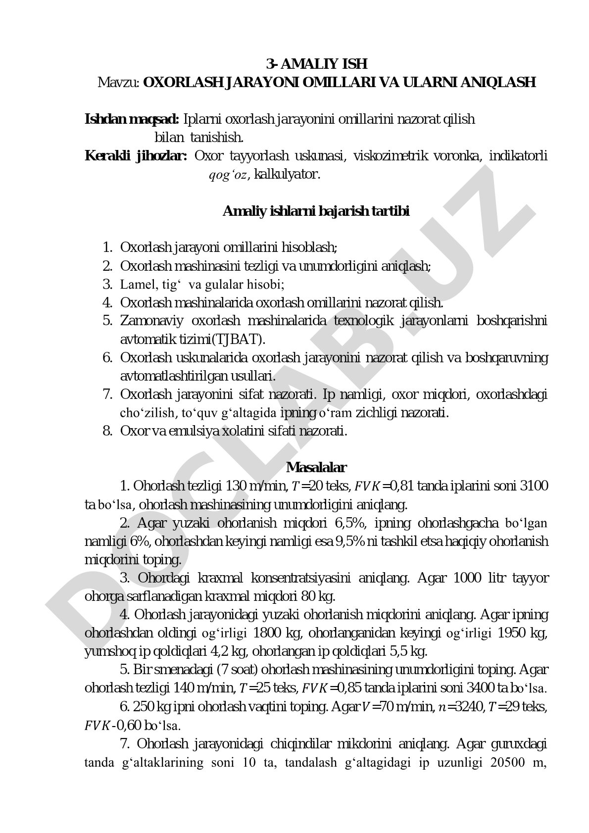 Oxorlash jarayoni omillari va ularni aniqlash