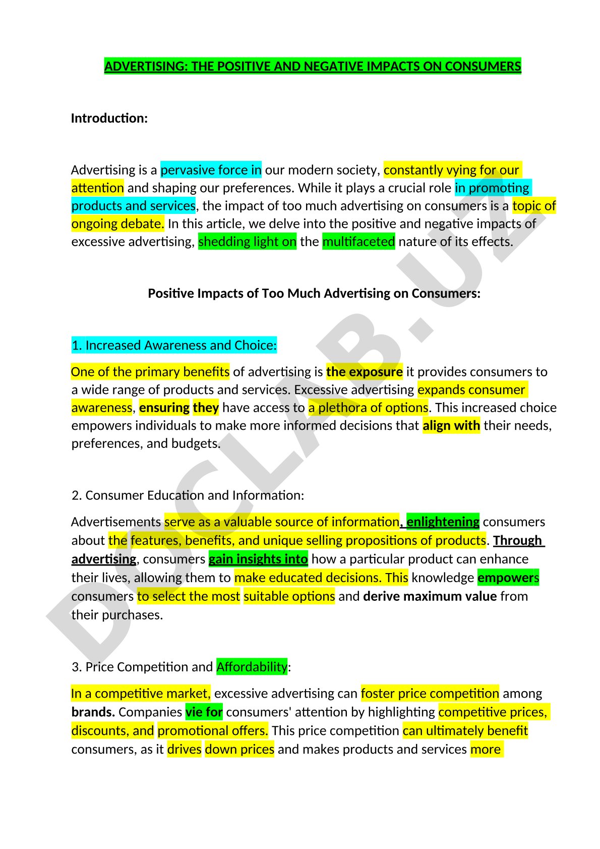 Advertising: The Positive and Negative Impacts on Consumers