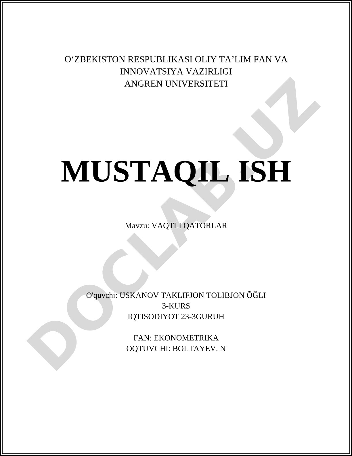 Vaqtli qatorlar