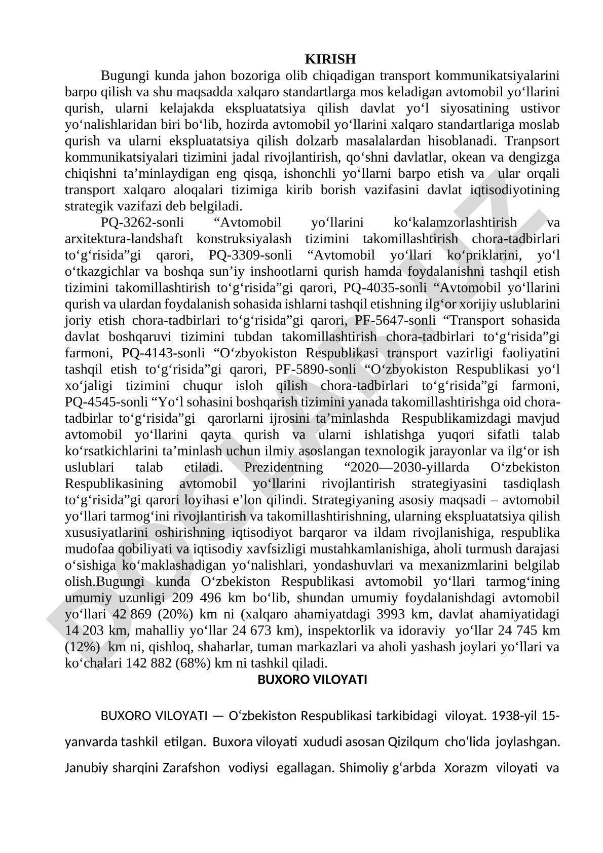 Avtomobil yo'llarini xalqaro standartlarga moslab qurish va ekspluatatsiya qilish