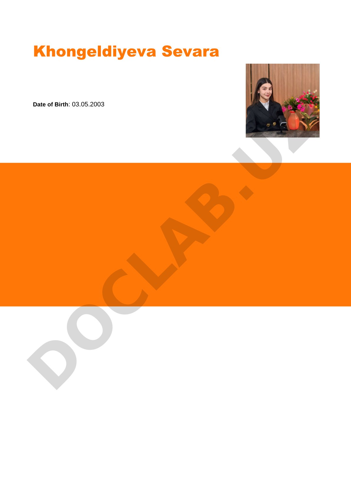 Khongeldiyeva Sevara CV