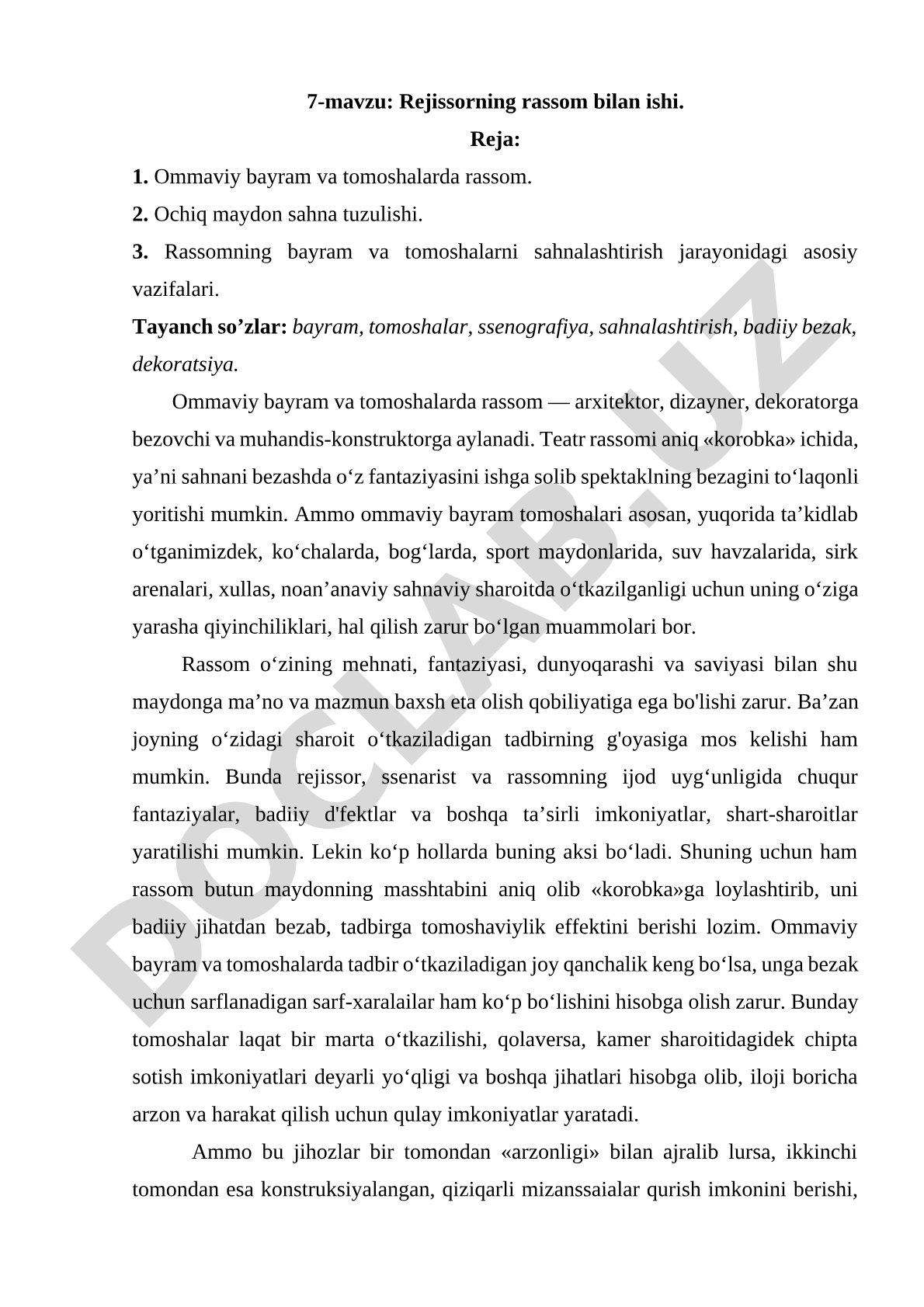 Rejissorning rassom bilan ishi