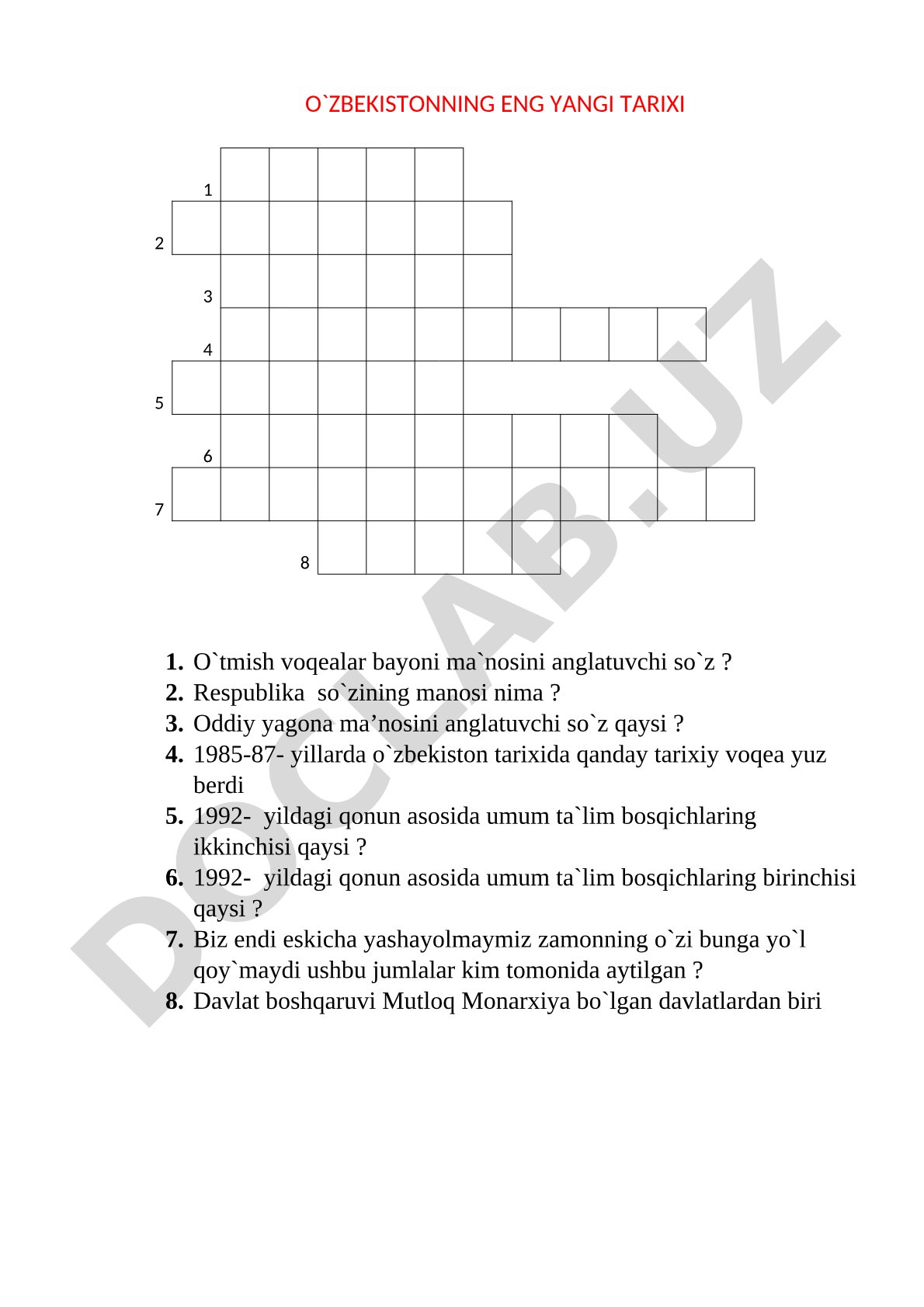 O'zbekistonning eng yangi tarixi