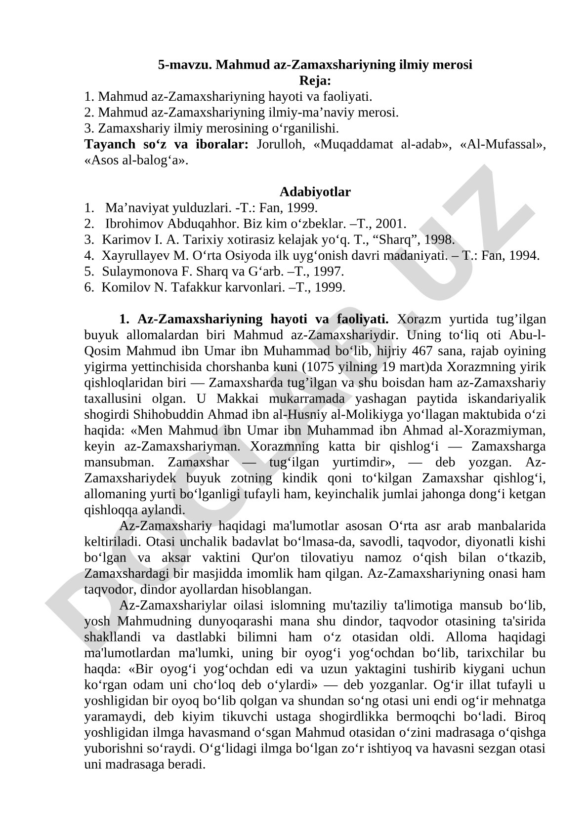 Mahmud az-Zamaxshariyning ilmiy merosi
